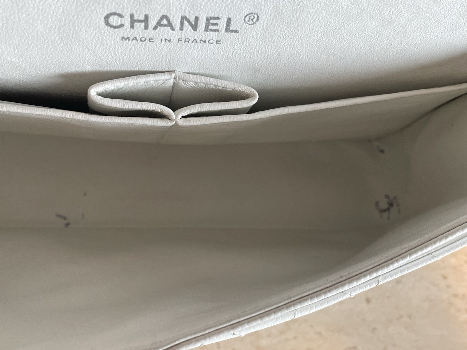 Chanel Medium Classic Flap White Caviar Silver Hardware