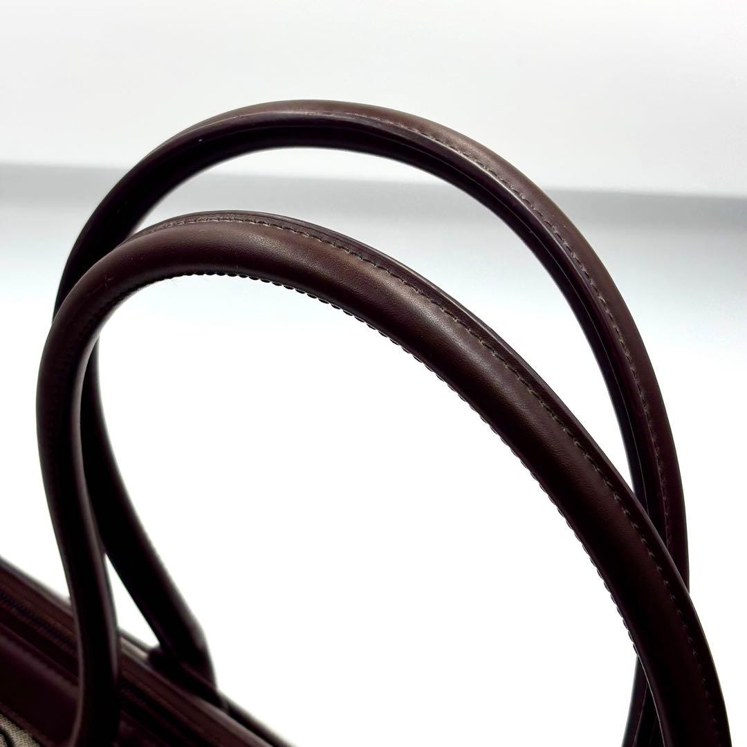 BALENCIAGA Vintage BB Canvas Leather Handbag Brown Self-Standing Tote