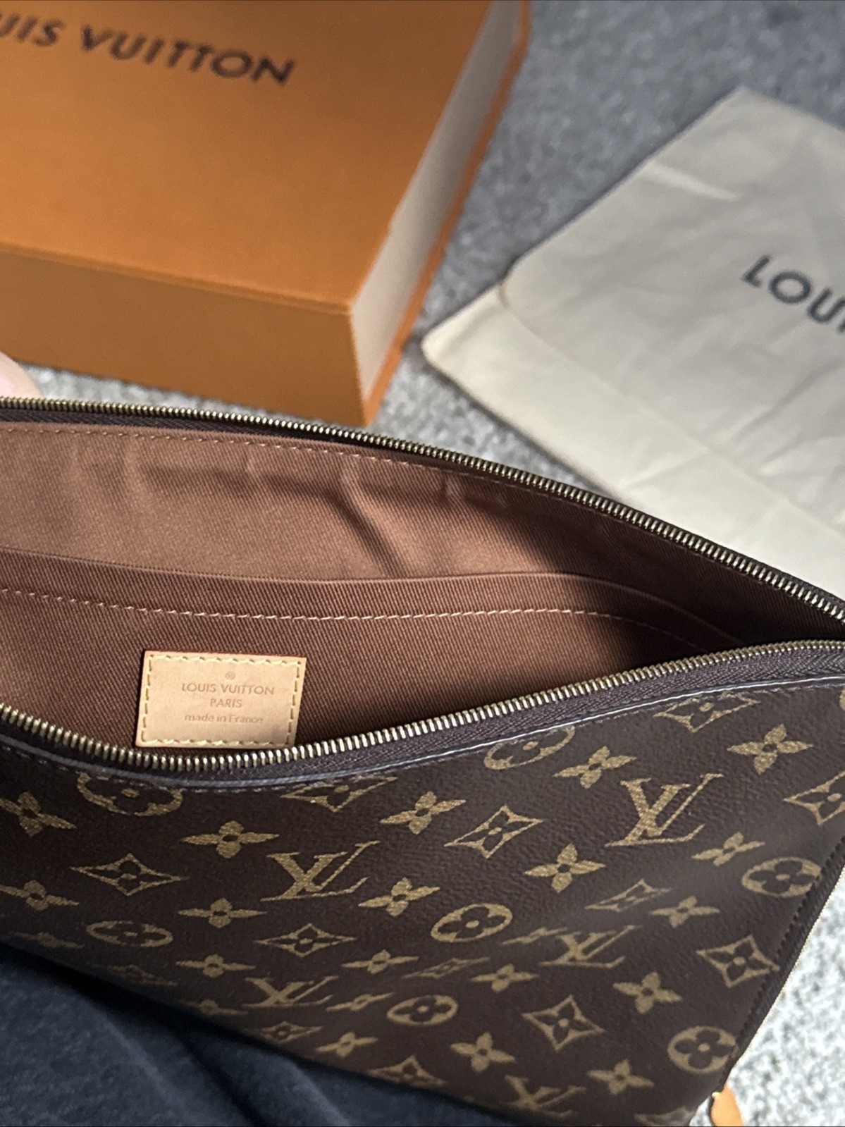 Louis Vuitton Etui Voyage Pouch MM Brown Canvas Clutch Bag