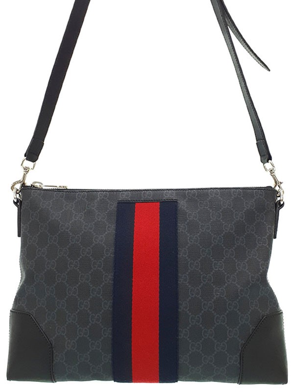 Gucci GG Supreme Canvas Messenger Bag 474139 Black Shoulder Bag Women’s #TB1064