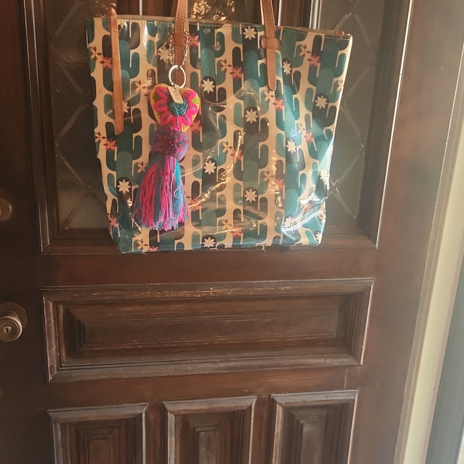 Large Cosuela Cactus Print Tote With Conni Charm