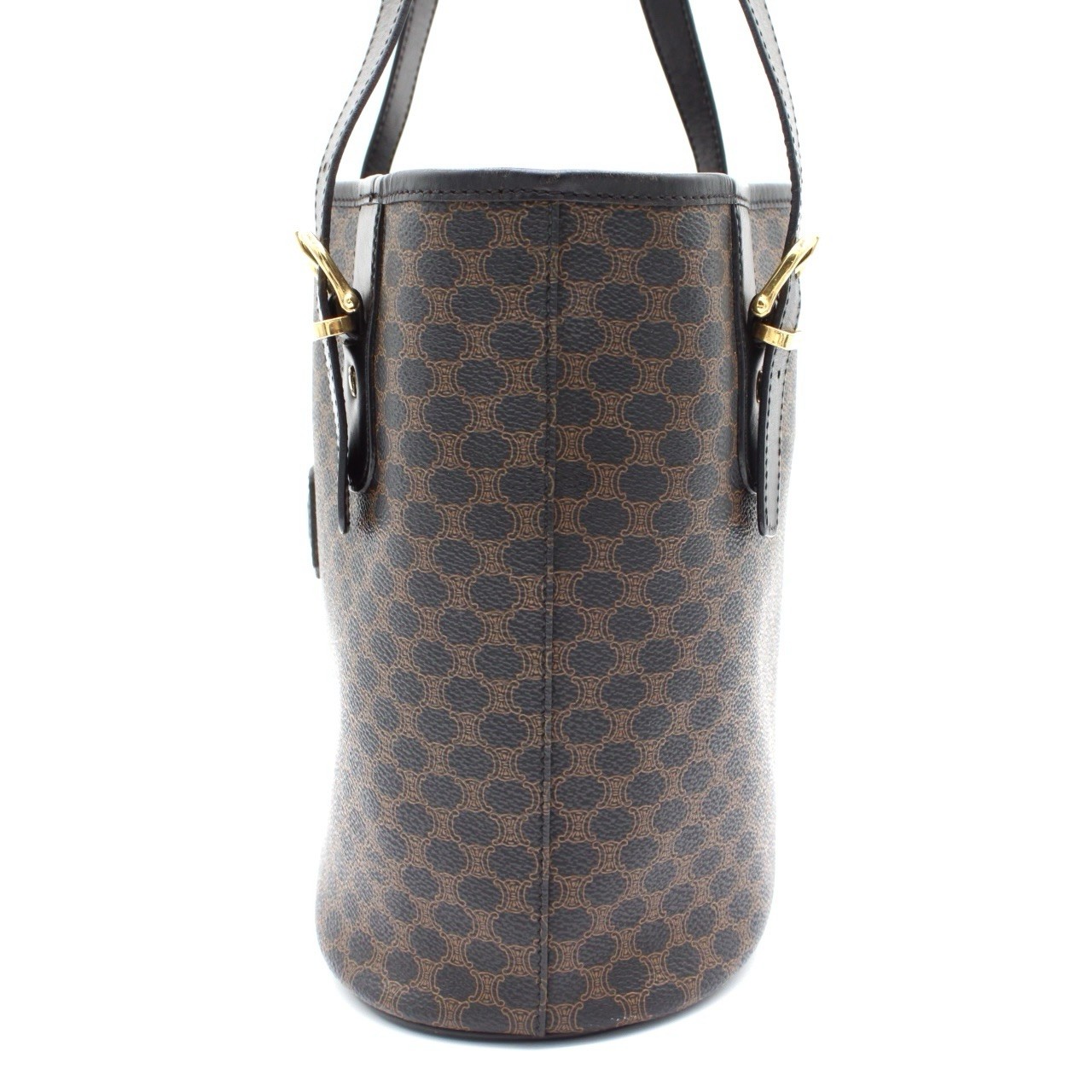 CELINE Macadam MC98 Black PVC Leather Tote Bag Handbag Gold Hardware Vintage