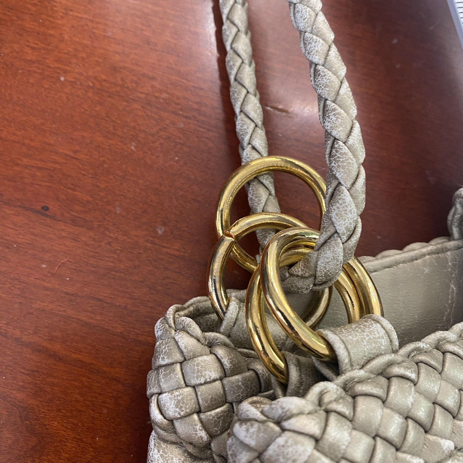 Vintage Warren Reed Shoulder Bag Womens Small Gold Faux Leather Braided Strap