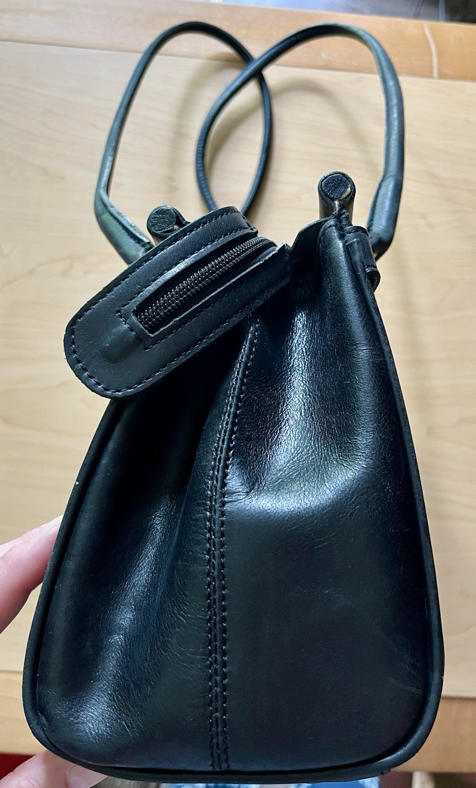 Vtg Soft Cowhide Leather Purse Black Oz Orifaz Walking By The World New Zafiro