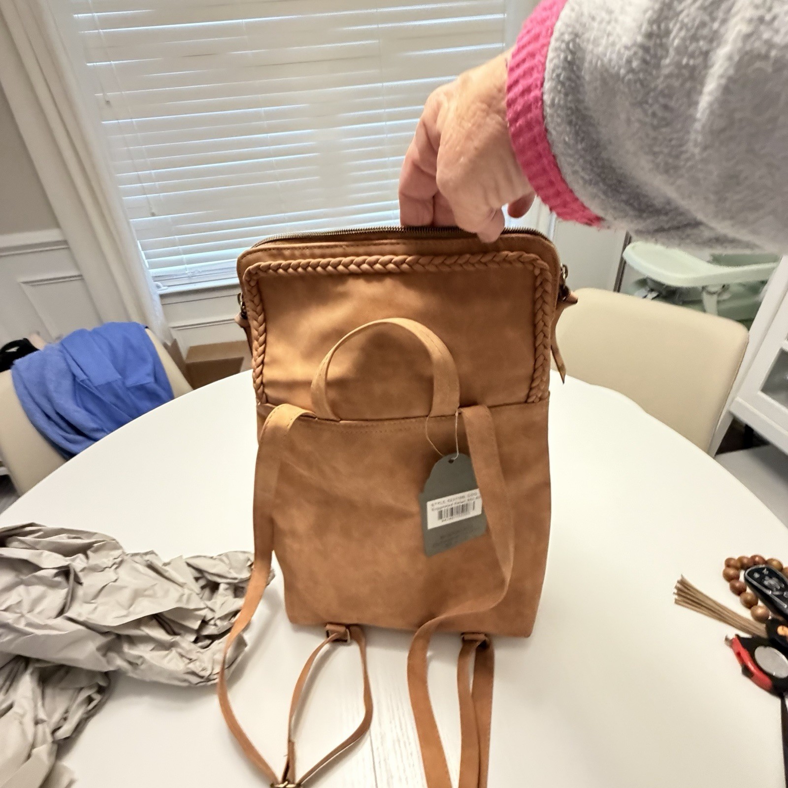 T-Shirt & Jeans Mini Backpack Cognac Brown Vegan Leather Boho Festival NWT Bag