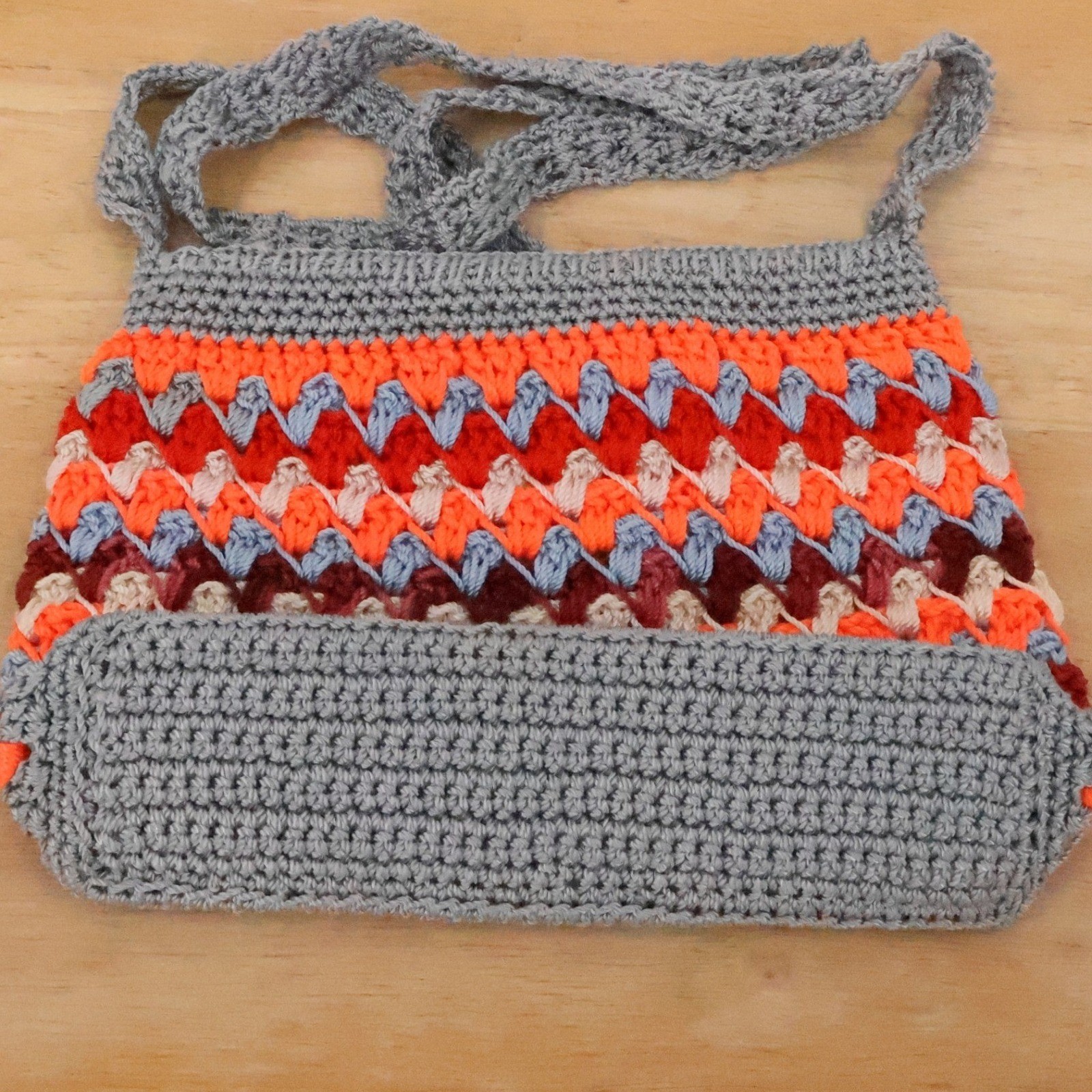 Handmade Crochet Boho Crossbody Bag Womens Multi Color Festival Y2K Chevron