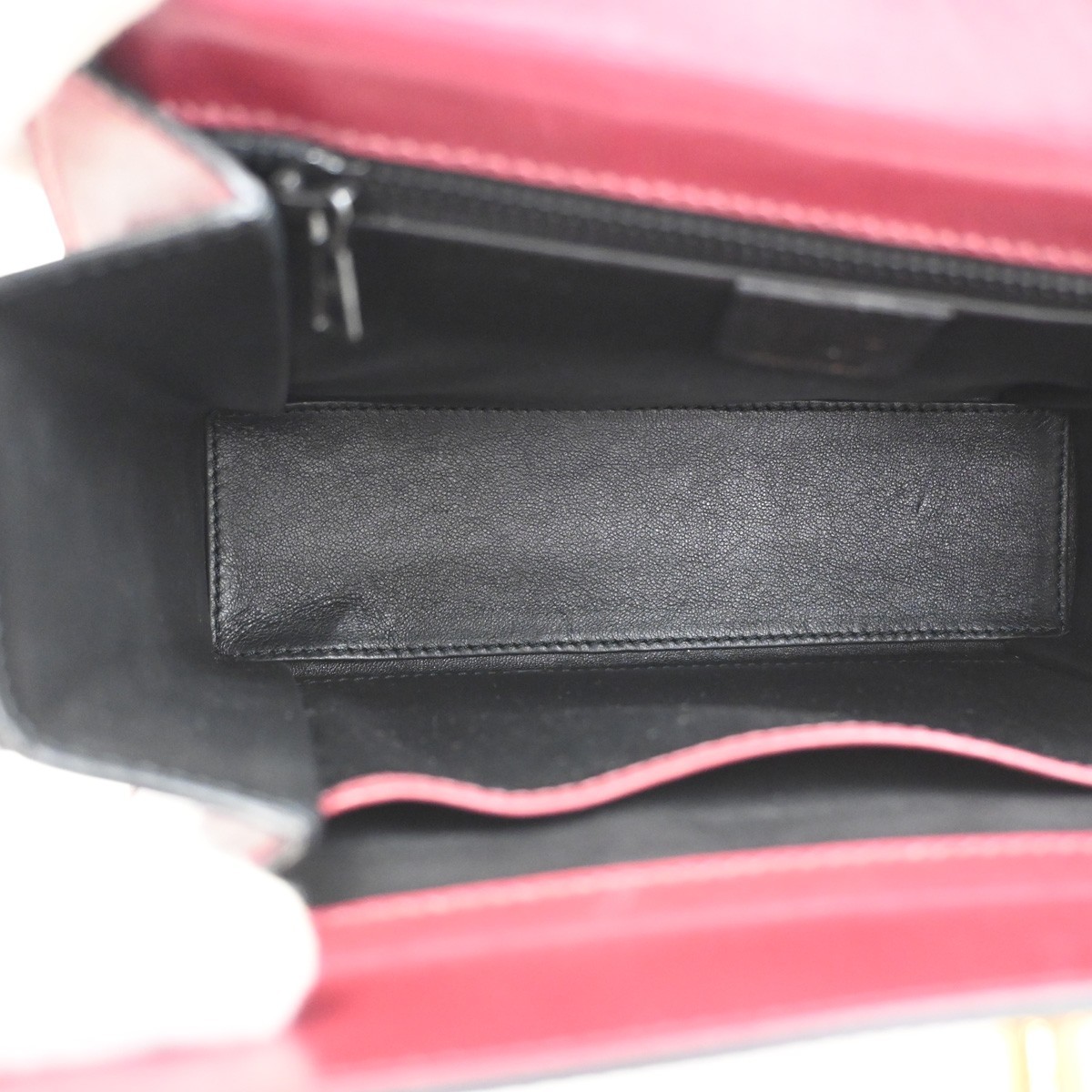 CELINE Logo Ring Shoulder Box Bag Leather Burgundy Italy GHW 38CA859