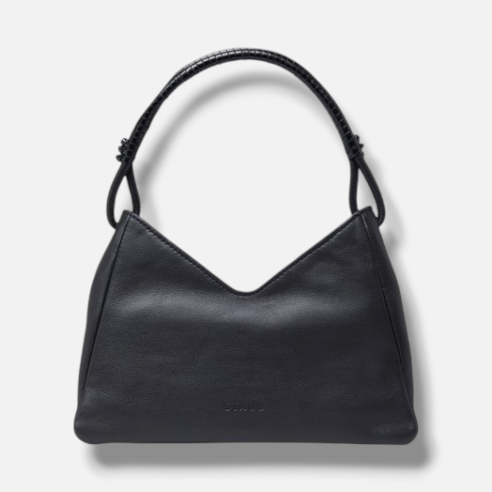 Staud Women’s Black Leather Solid Debossed Logo Valerie Shoulder Bag