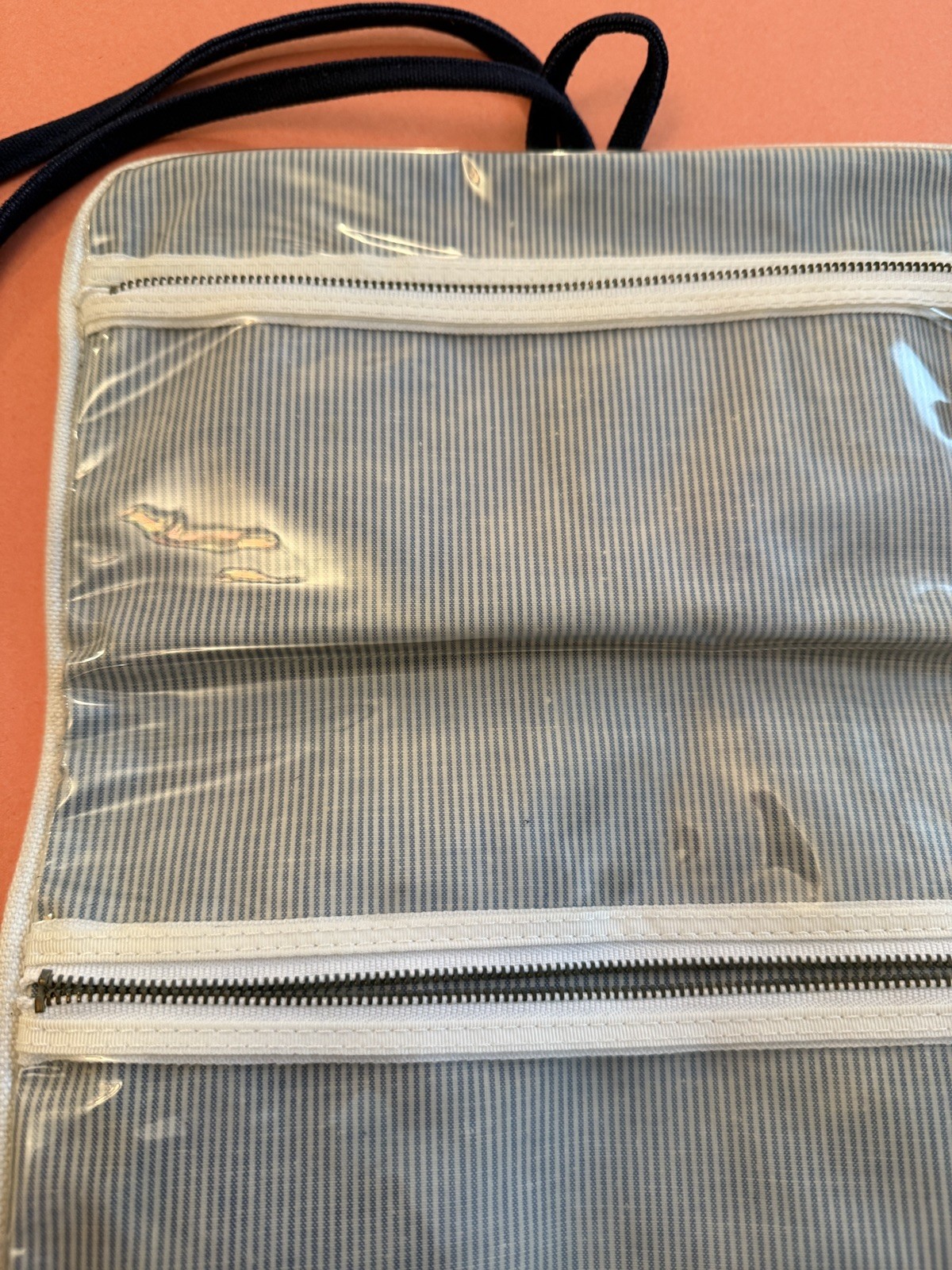 POLO RALPH LAUREN Travel hanging Toiletry bag, Navy Canvas Gold Embroid Logo