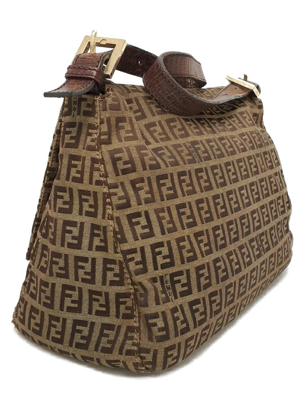 Fendi Mamma Bucket Zucca 8BR001 Jacquard Beige / Brown Shoulder Bag #TB3448