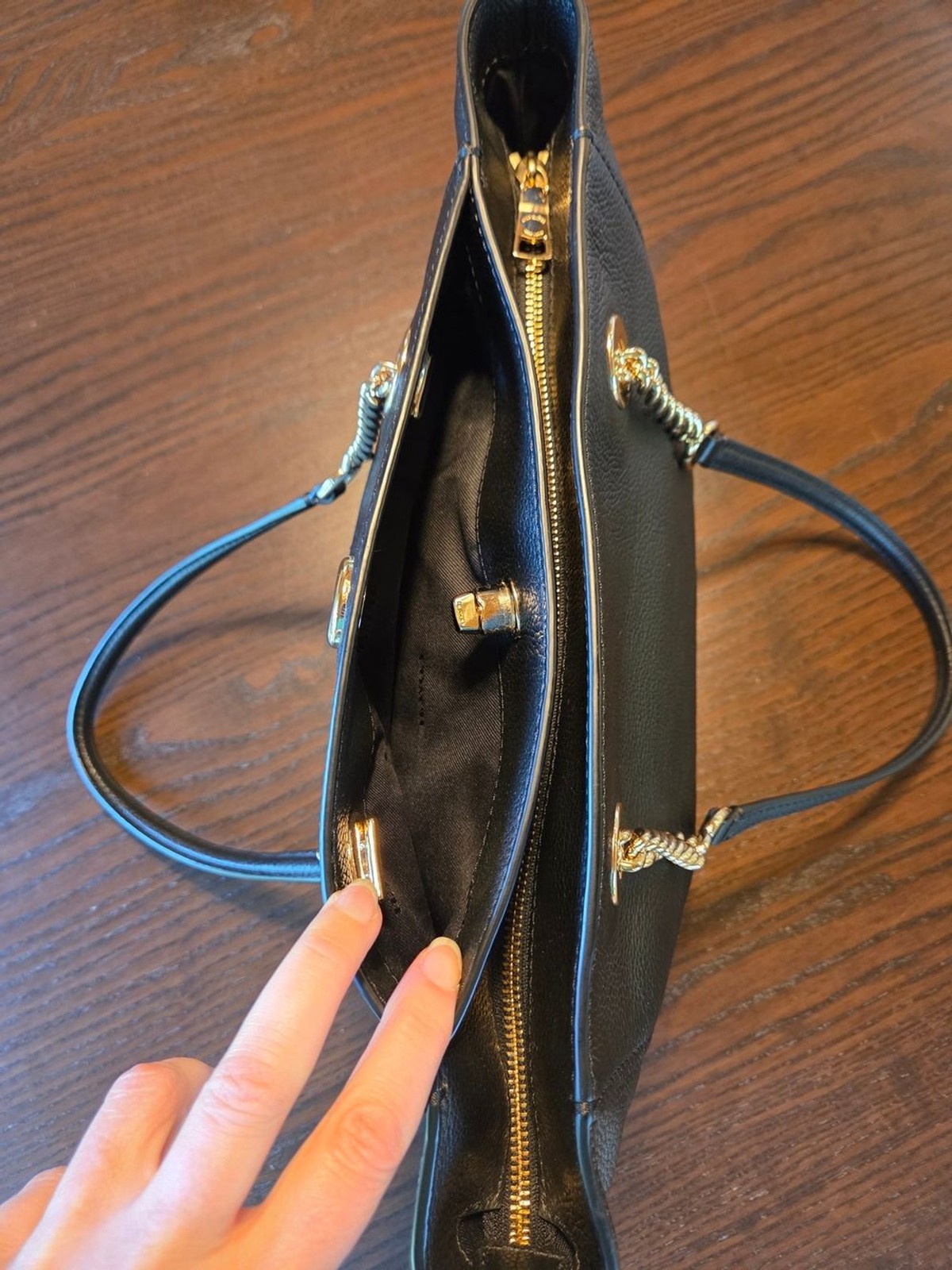 COACH Black Pebbled Leather Turnlock Chain Tote Bag 27 – Style 57107
