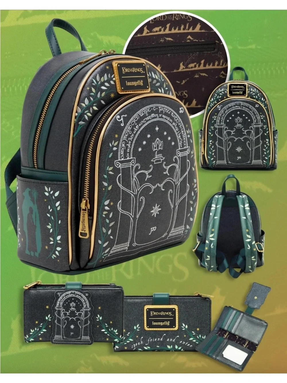 Loungefly The Lord of the Rings Doors of Durin GITD Mini Backpack & Wallet