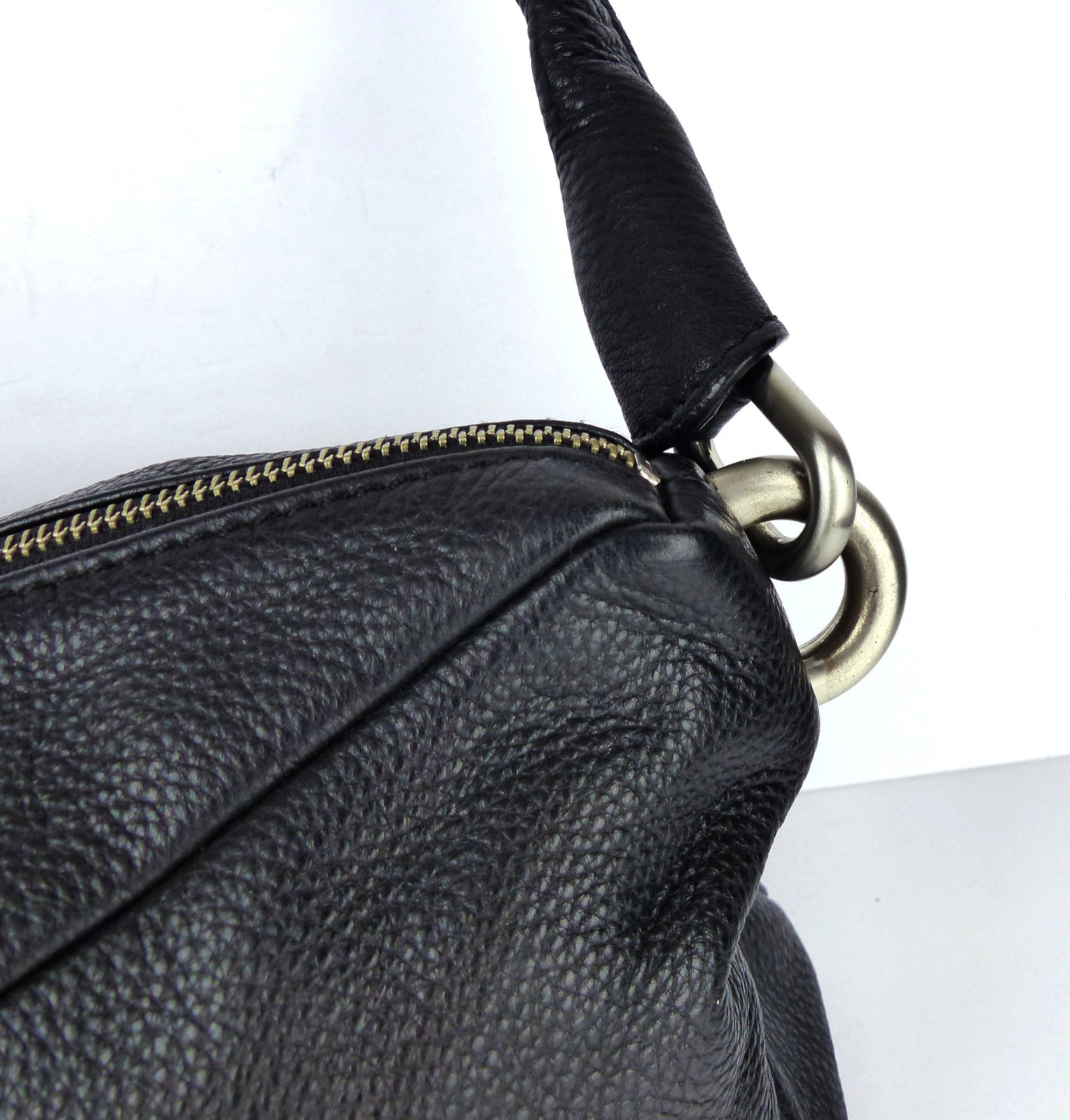 Calvin Klein Black Pebbled Leather Shoulder Bag Hobo Purse Slouchy Zip Y2K