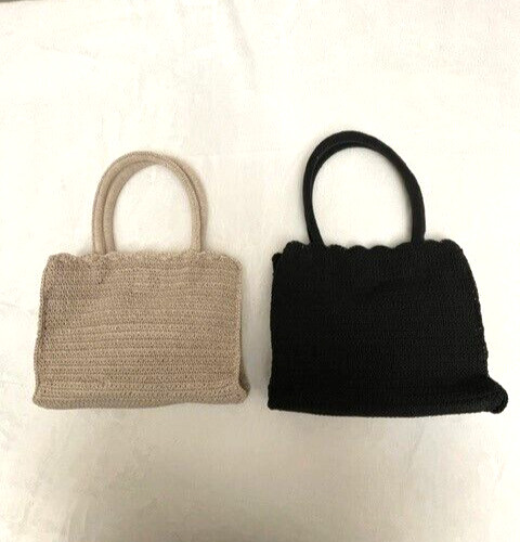 Target Merona Woven Small Hand Bag Lot of 2 Beige and Black
