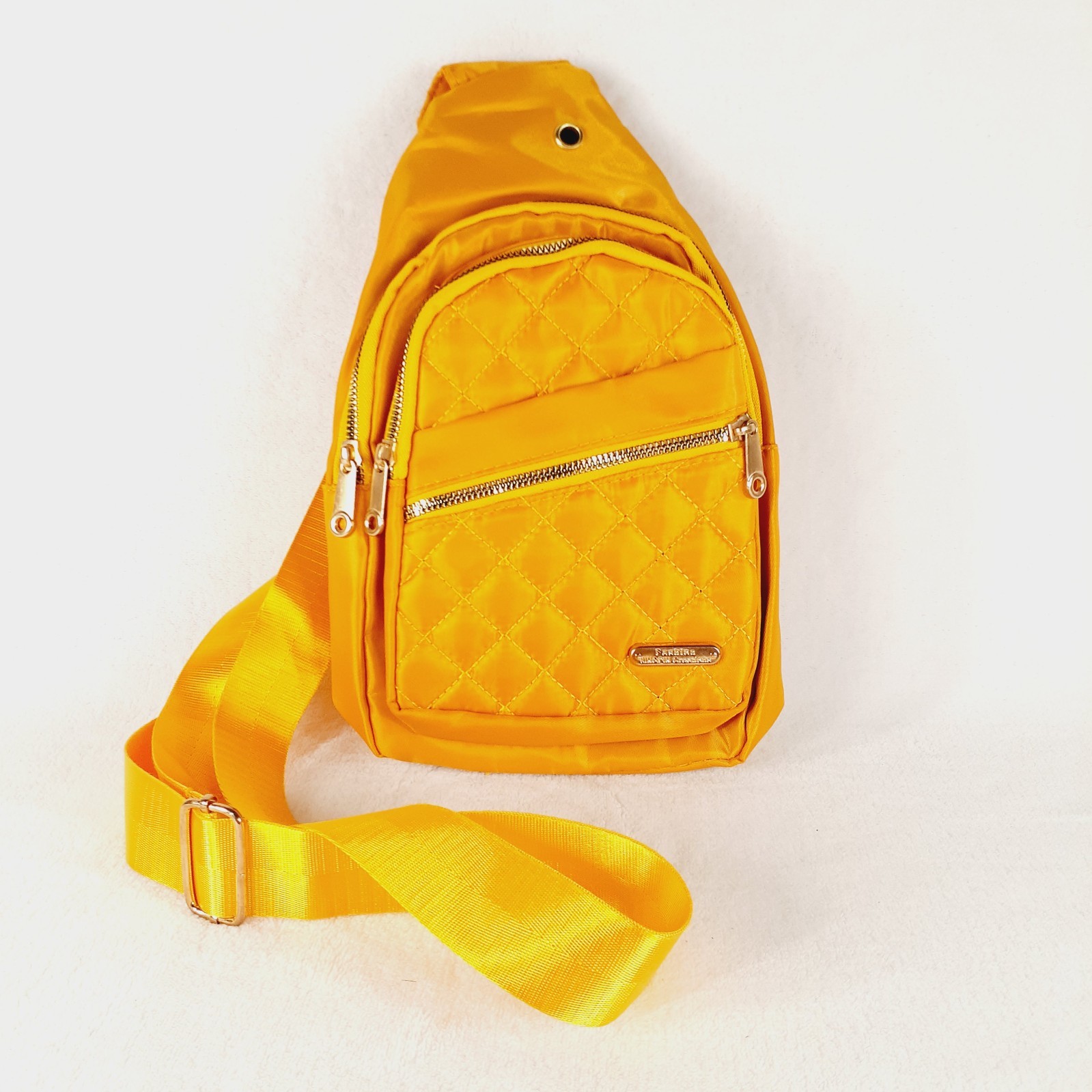 5 Pockets Orange/Gold Honey With Gold Trim Crossbody Sling Mini Backpack