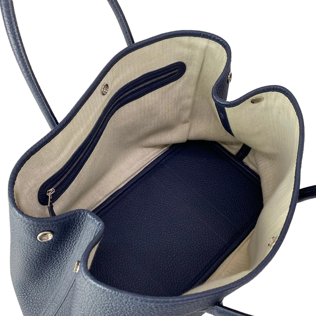 HERMES Garden Party PM – Blue Nuit Vache Country D Tote Bag
