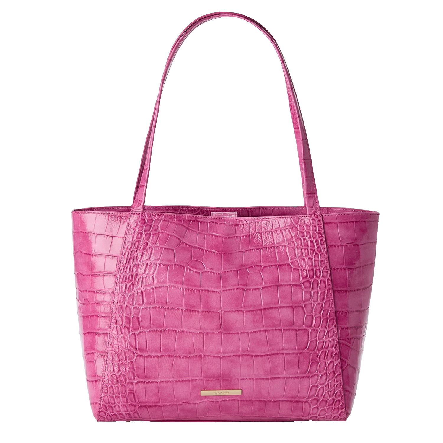 NWT Brahmin 1103266300011 Pink Alba Collection Mona Flat Croc Embossed Tote Bag