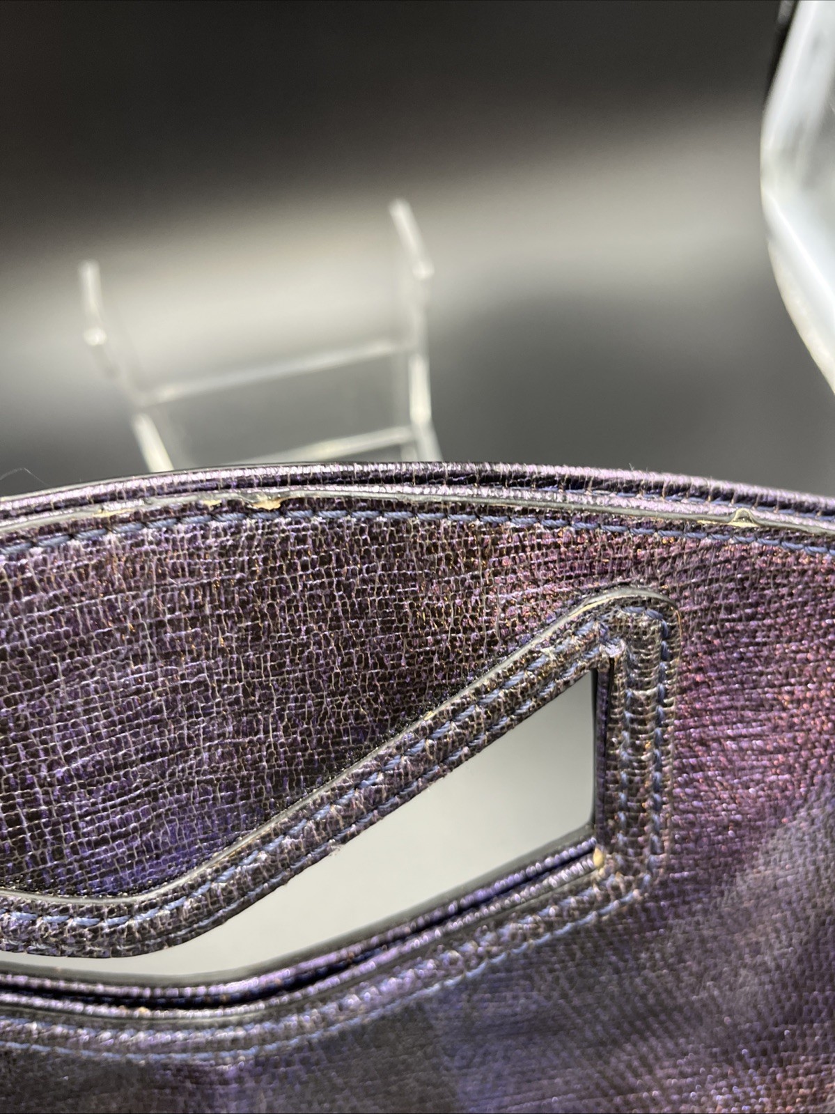 Metallic Purple Convertible Envelope Beaded Clutch Purse, Crossbody Shoulder Bag