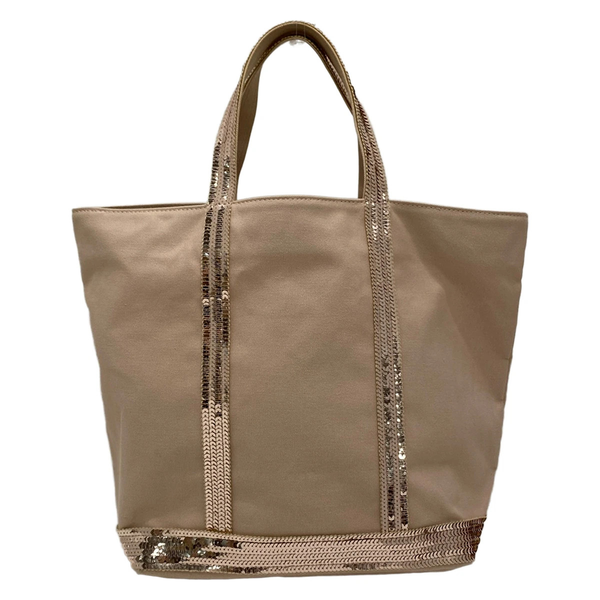vanessa bruno Pink Beige Rose Gold Canvas Sequins Tote Bag