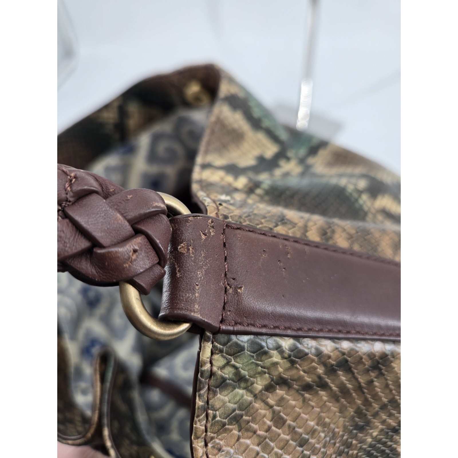 Rafe New York Leather Snake Animal Print Contemporary Hobo Shoulder Bag Purse