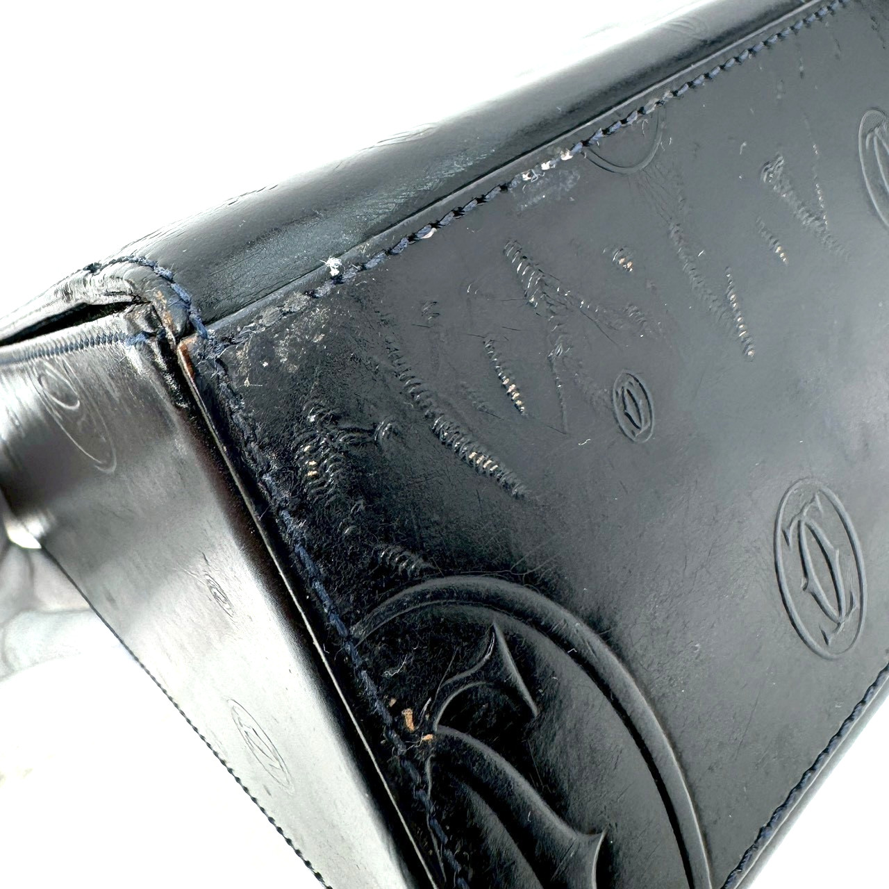 Vintage Cartier Happy Birthday Hand Bag Calf Leather Black Authentic