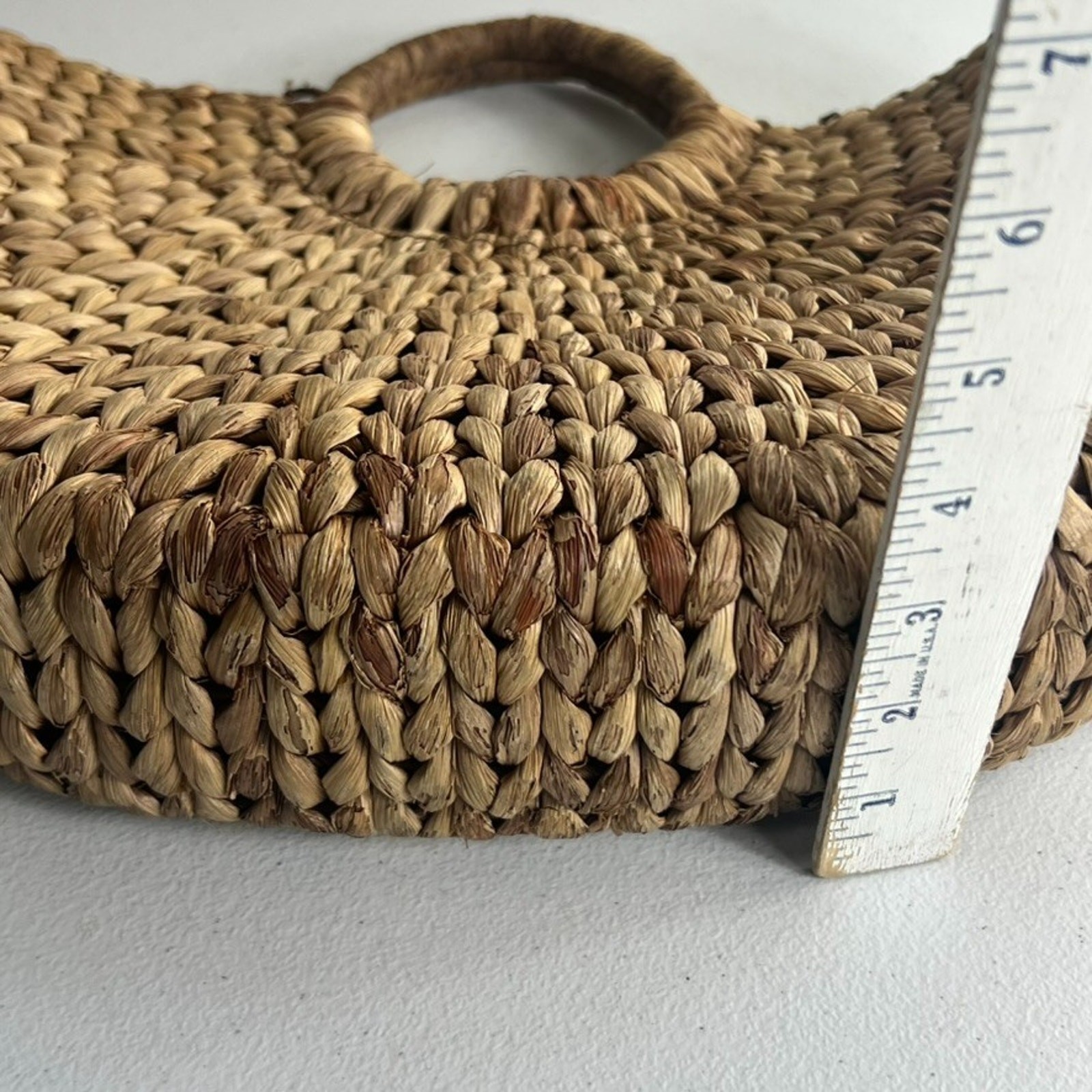 Xhilaration Brown Handbag Purse Half Circle 100% Corn Husk Lined Beach Summer
