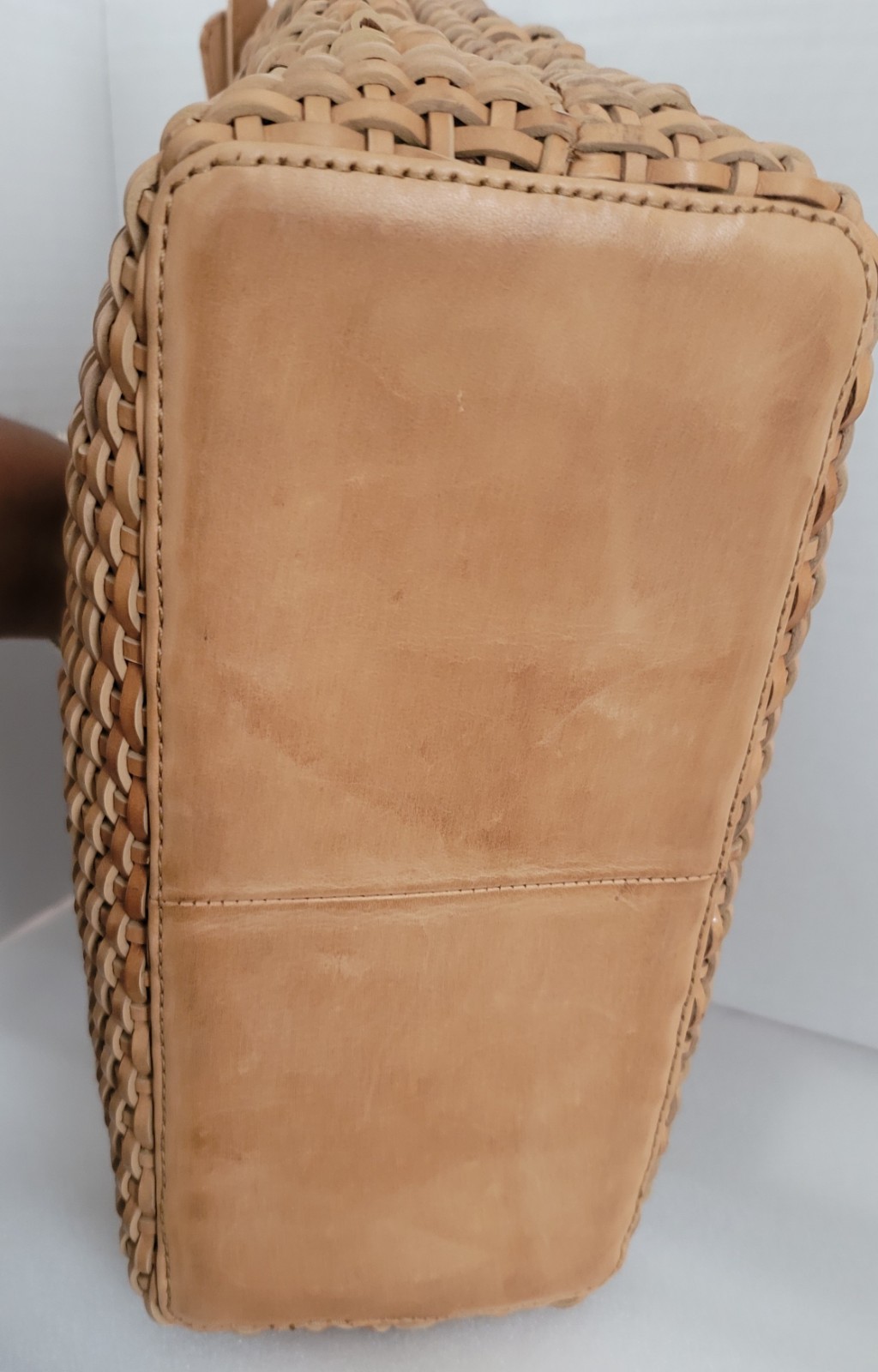 100% Genuine leather Artisan, Boho-chic, Geometric Open-Weave Tote / Crossbody
