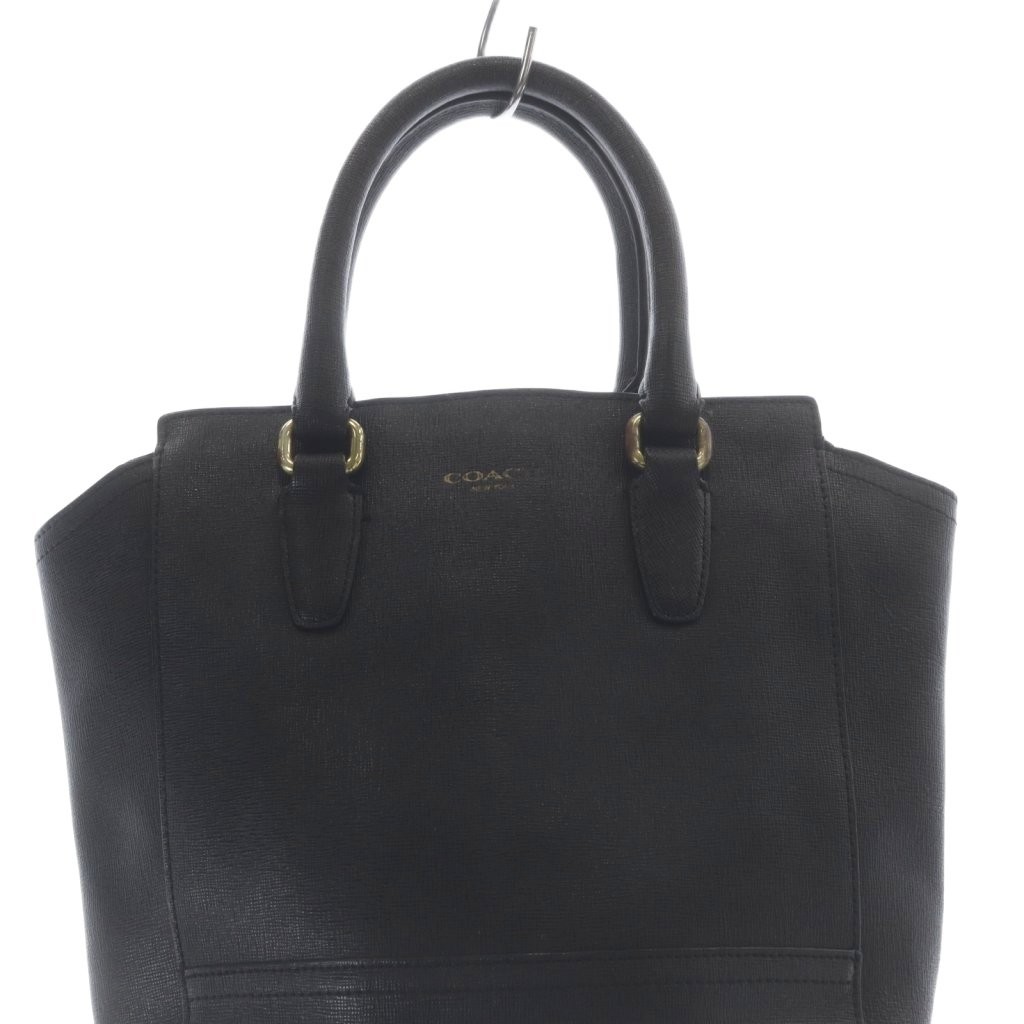 Coach Leather Black Handbag Ladies Vintage B Condition 8.9″ x 8.9″