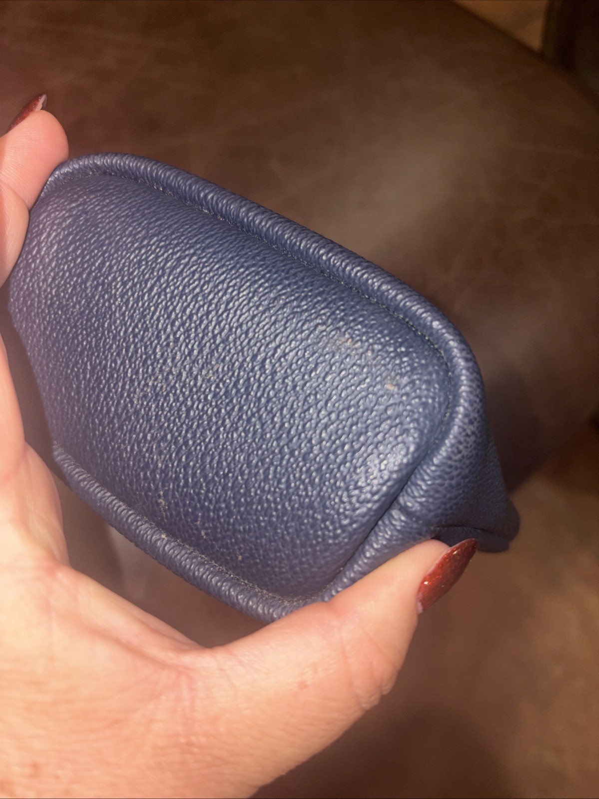 Tory Burch Kerrington Heart Appliqué Small Blue Trapeze Cosmetic Case