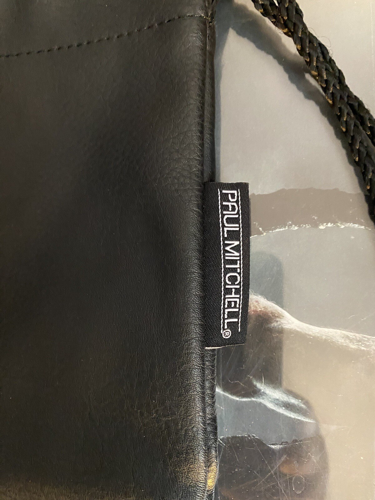 PAUL MITCHELL MEDIUM SIZED 17-3/4×14-3/4 BLACK PVC Draw String Travel Tote Bag