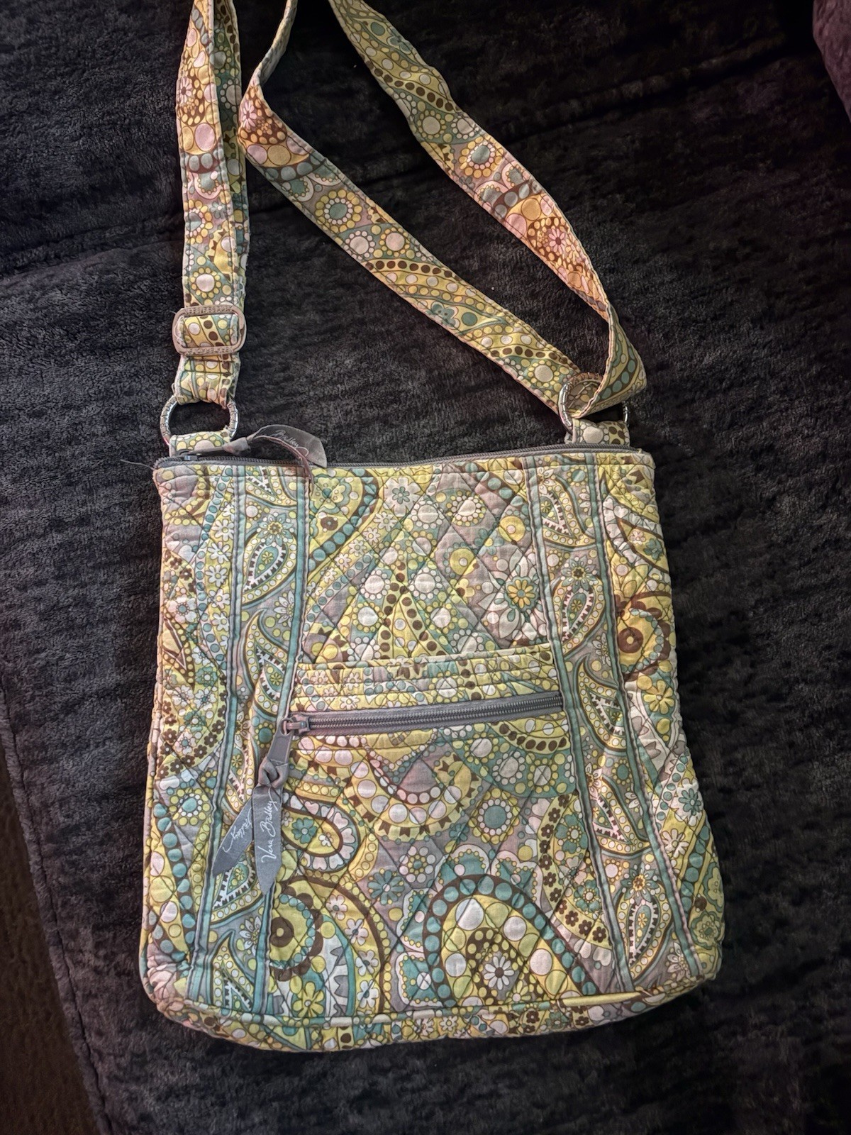 Vera Bradley Quilted Paisley Multicolor Crossbody Bag Zip, Pouch, Pockets
