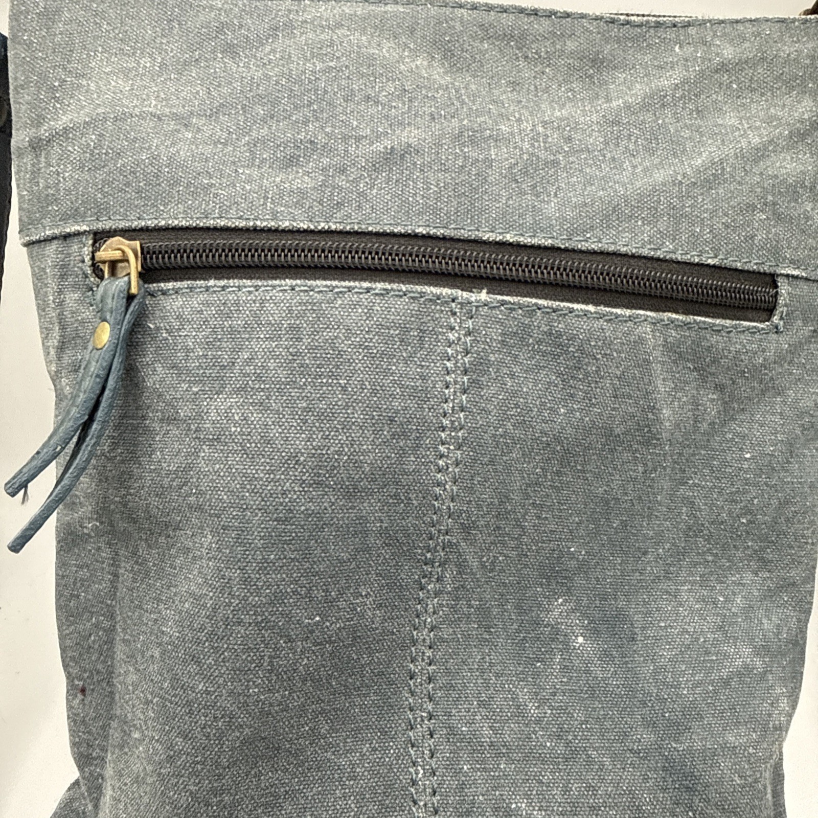 Mona B Cross City Crossbody Bag Boho Smoke Upcycled Canvas Leather Distressed