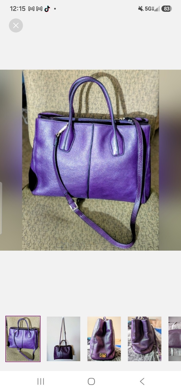 Tods Authentic Purple Satchel Purse Handbag