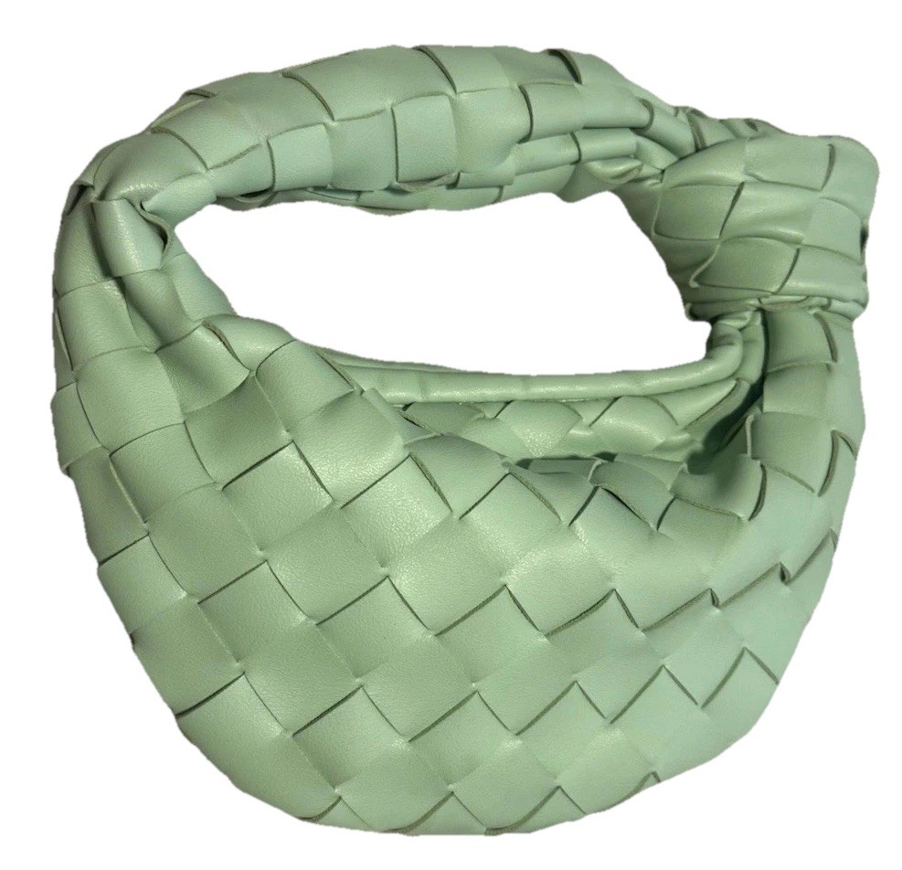 Mint Green Pastel Faux Leather Woven Knot Slouch Purse Easter Bunny Gift