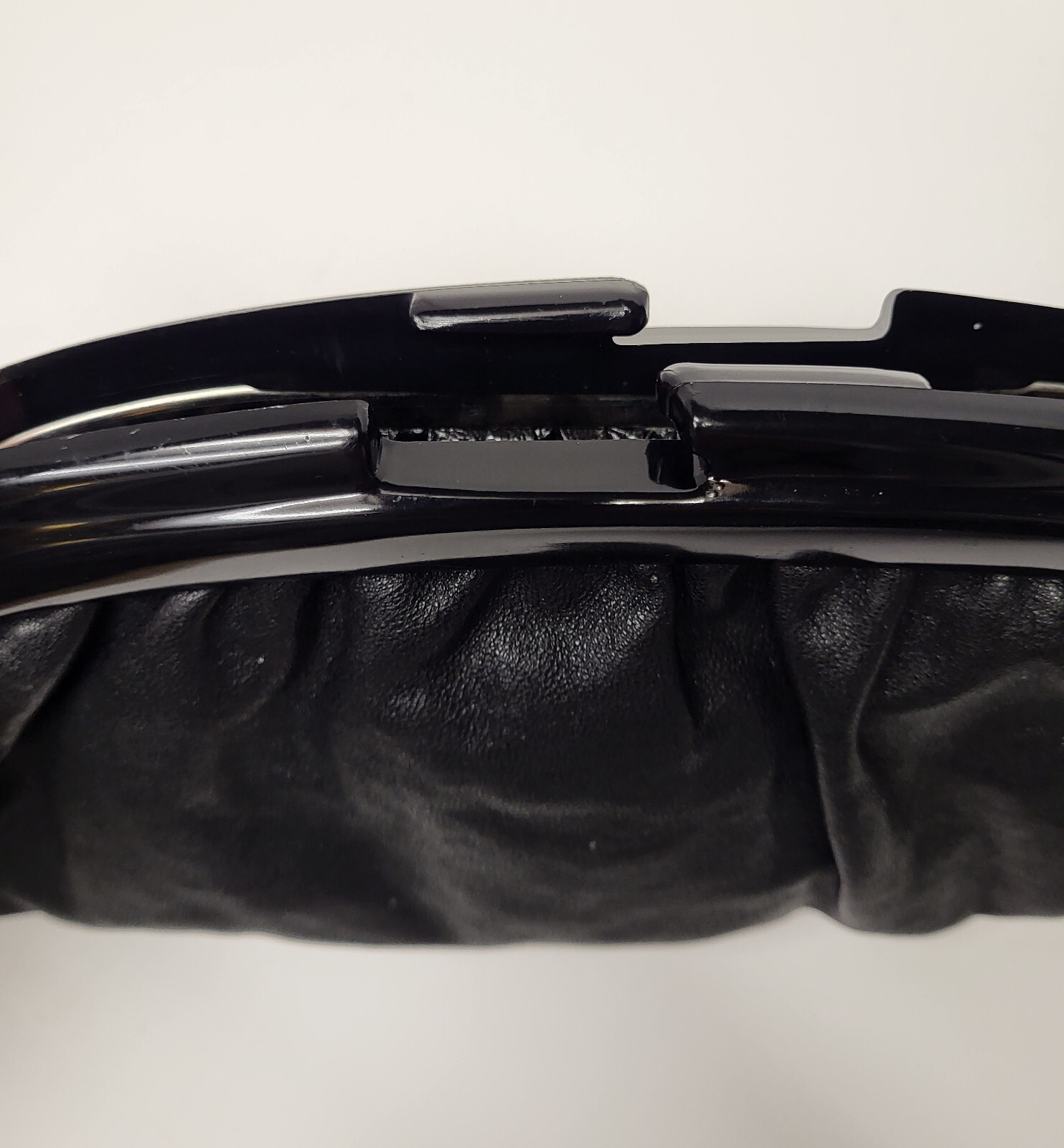 Made In ITALY Black Leather Vtg Clutch / Shoulder Handbag Purse 70s 80s EUC