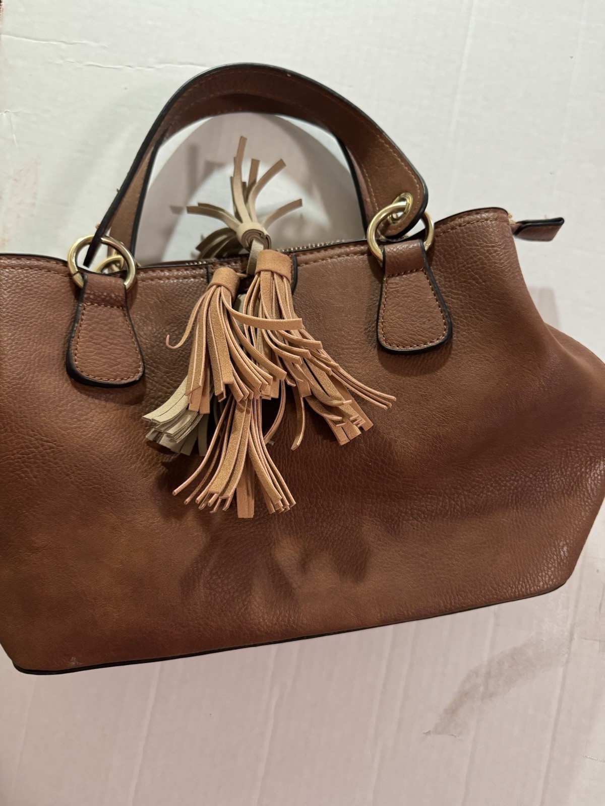 Gussaci handbag Brown with Tassels Vegan