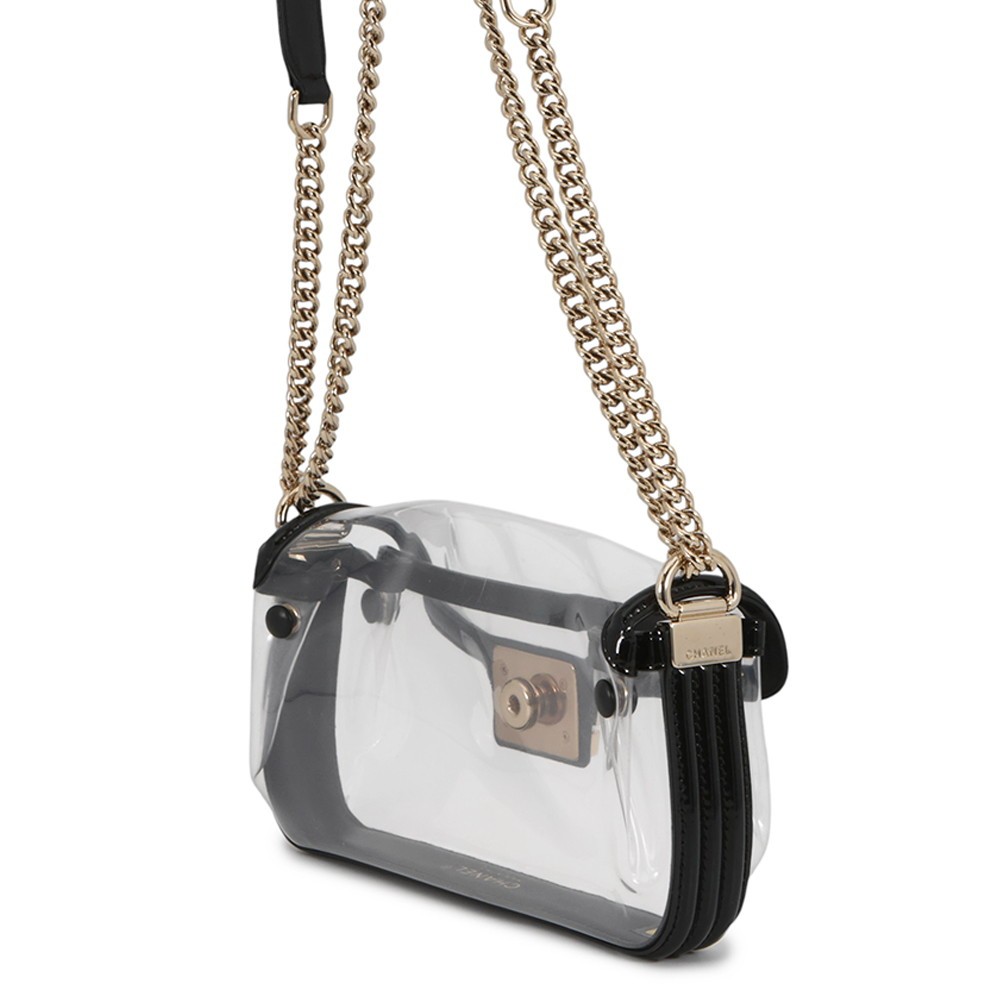 CHANEL Shoulder Size Mini Plastics Transparent/Black A67557