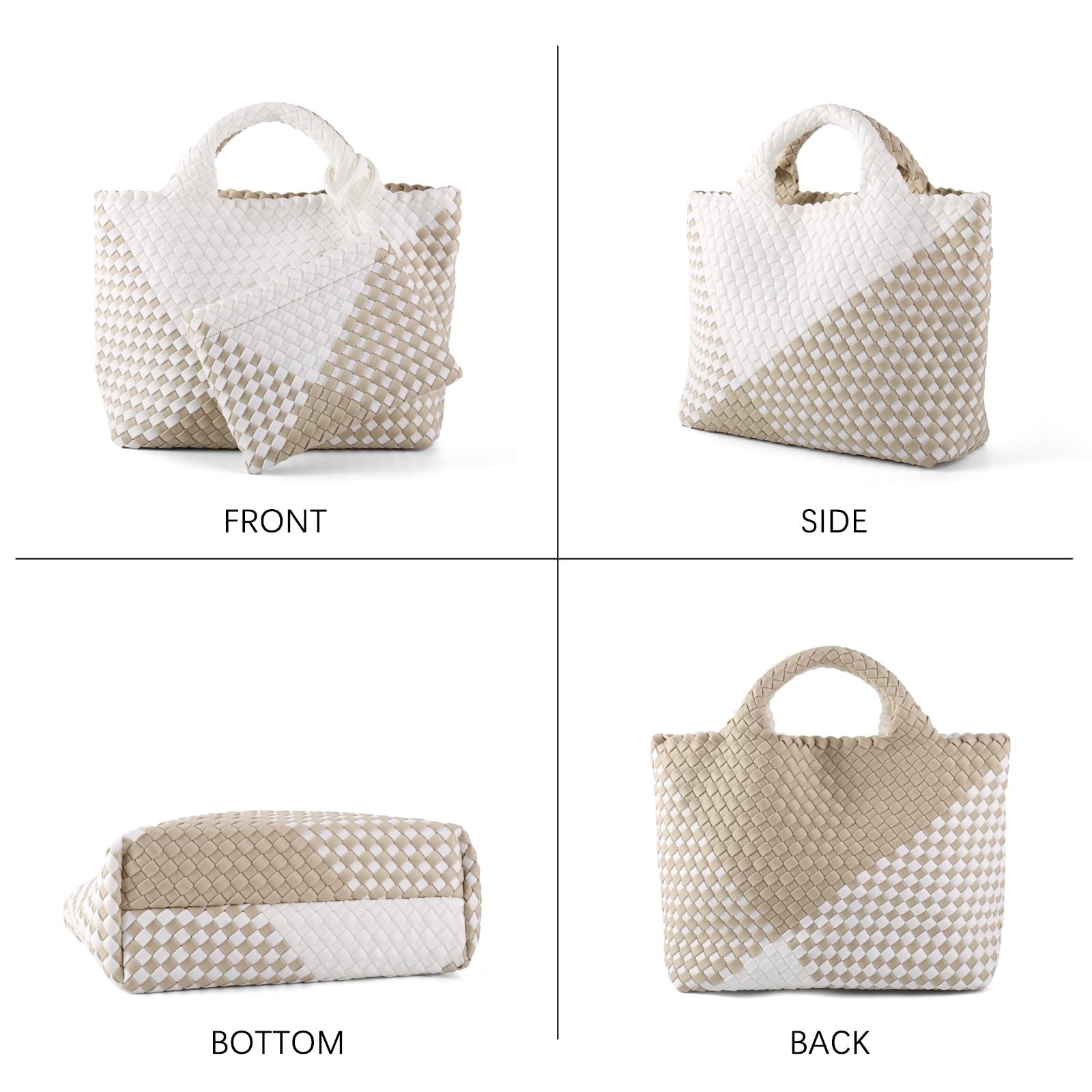 LIKEBAG Neoprene Woven Tote Bag Summer Beach Handbag Purse 11.1×12.2×4.75in