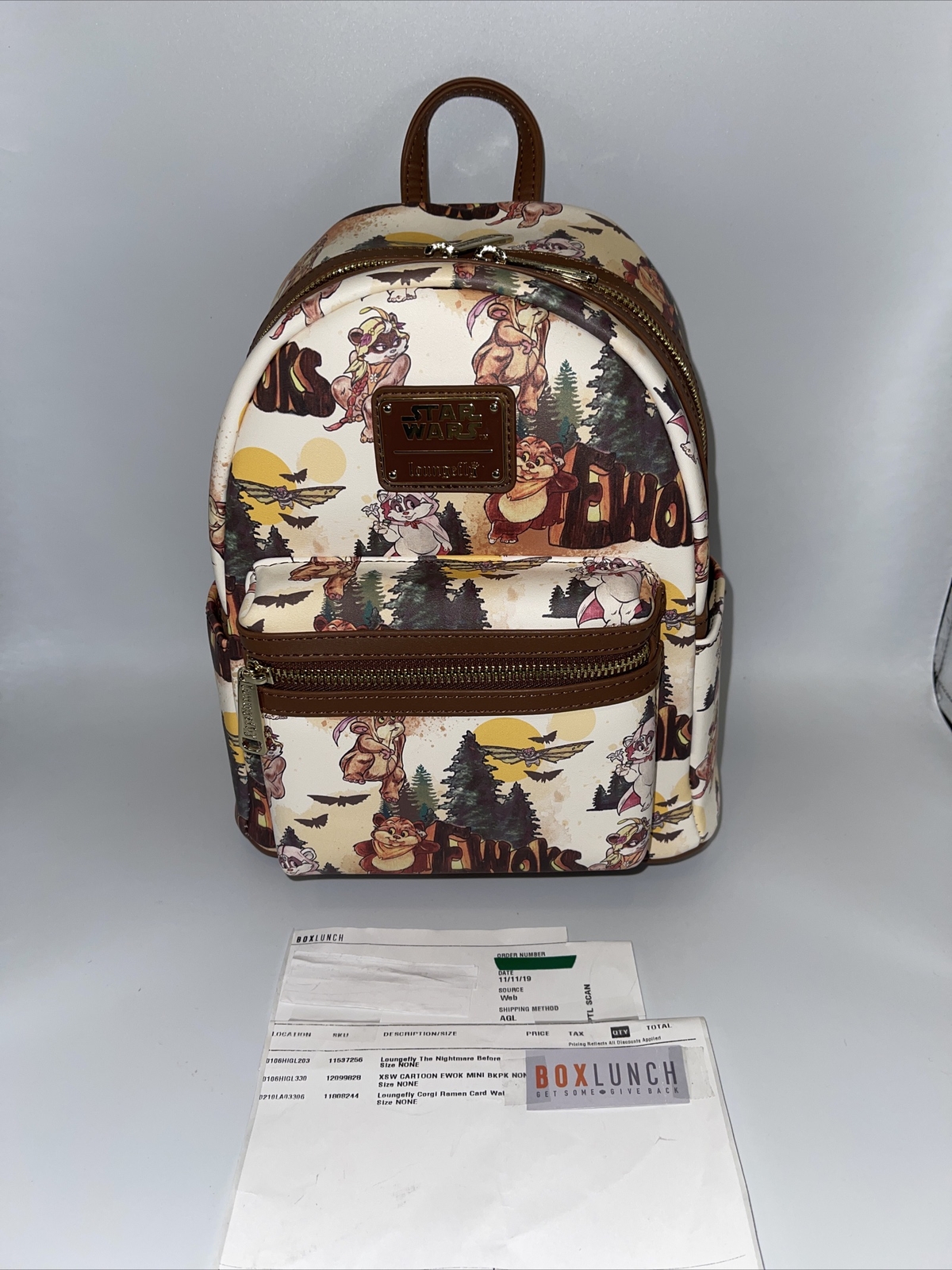 Loungefly Star wars Cartoon EWOK Mini Backpack New With Tags EWOKS! RARE! B/10
