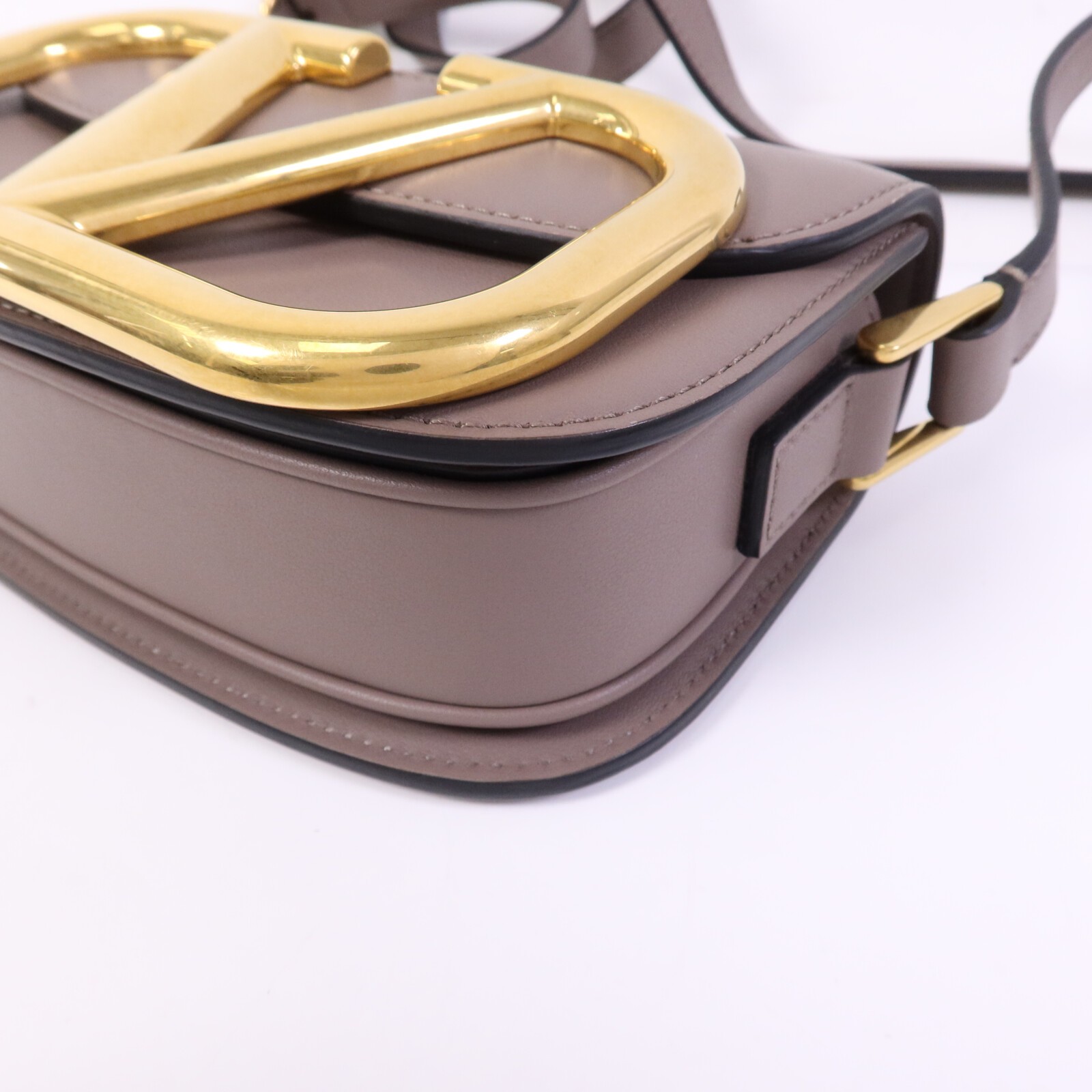 Valentino GHW VLogo SuperVee Shoulder Bag Calfskin Leather Gray