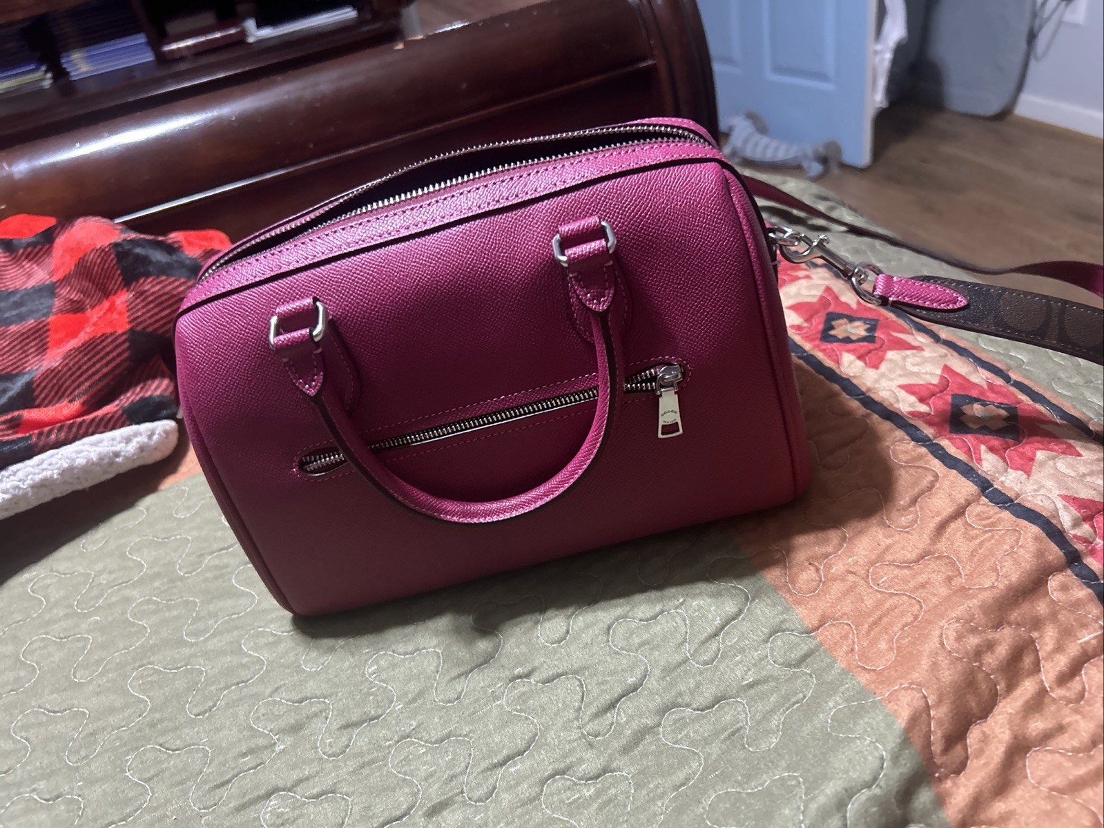 COACH purse – 10 inch length, 6.5 inch height, 5.5 in width, Color- Berry Pink