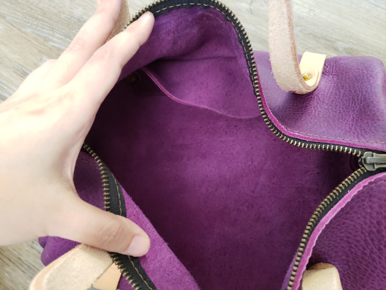 New Go Forth Goods Grape Bison Medium Jane barrel bag duffle NO STRAP