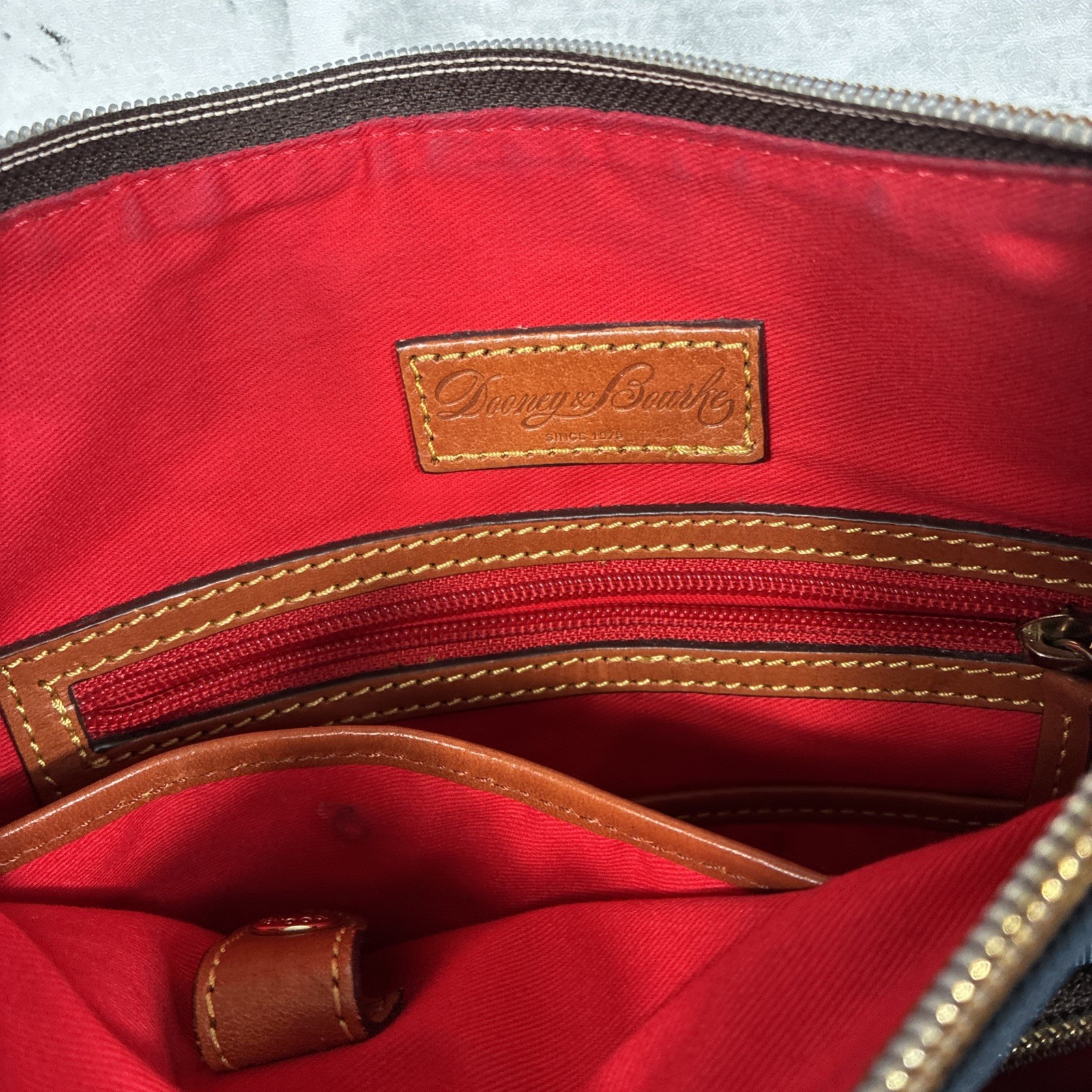 VTG Dooney & Bourke Italian Nylon Canvas Crossbody w/ Vacchetta Leather