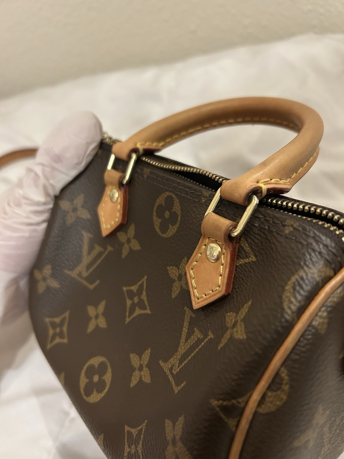 Louis Vuitton Nano Speedy Monogram Leather Shoulder Bag Crossbody Handbag