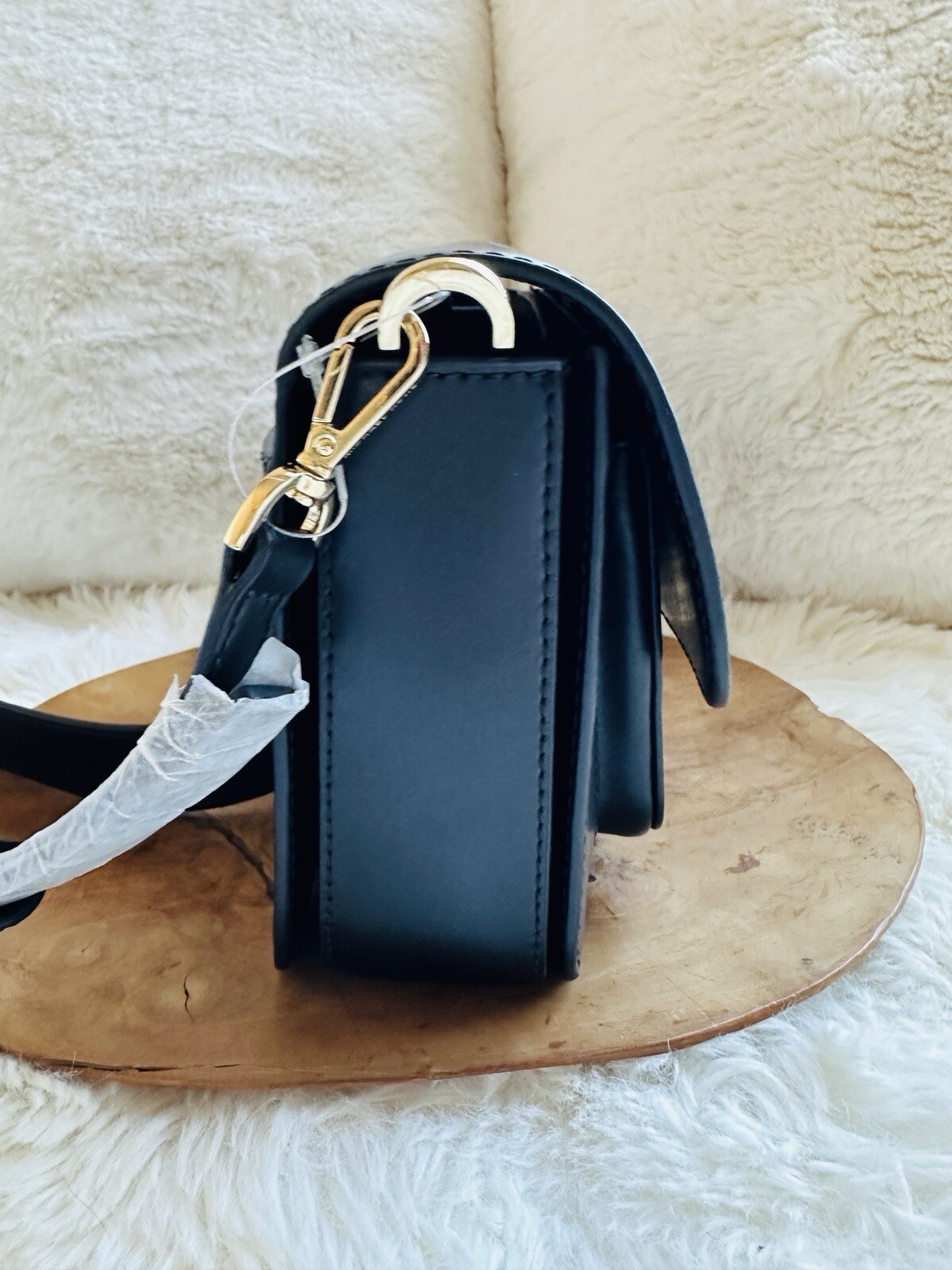 NWT MICHAEL KORS MK Sloan Editor Large Real Leather Shoulder Bag Black Gold