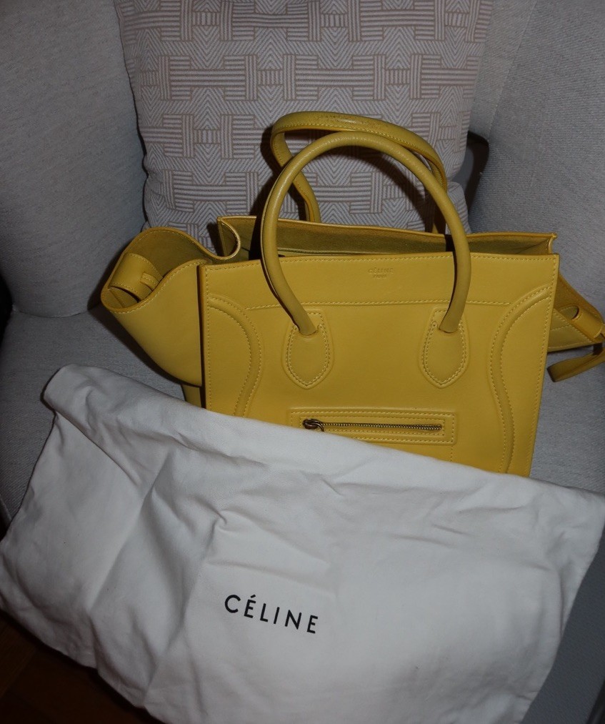 Celine Yellow Leather Medium Phantom Luggage Tote Bag $4200 With Dust Bag