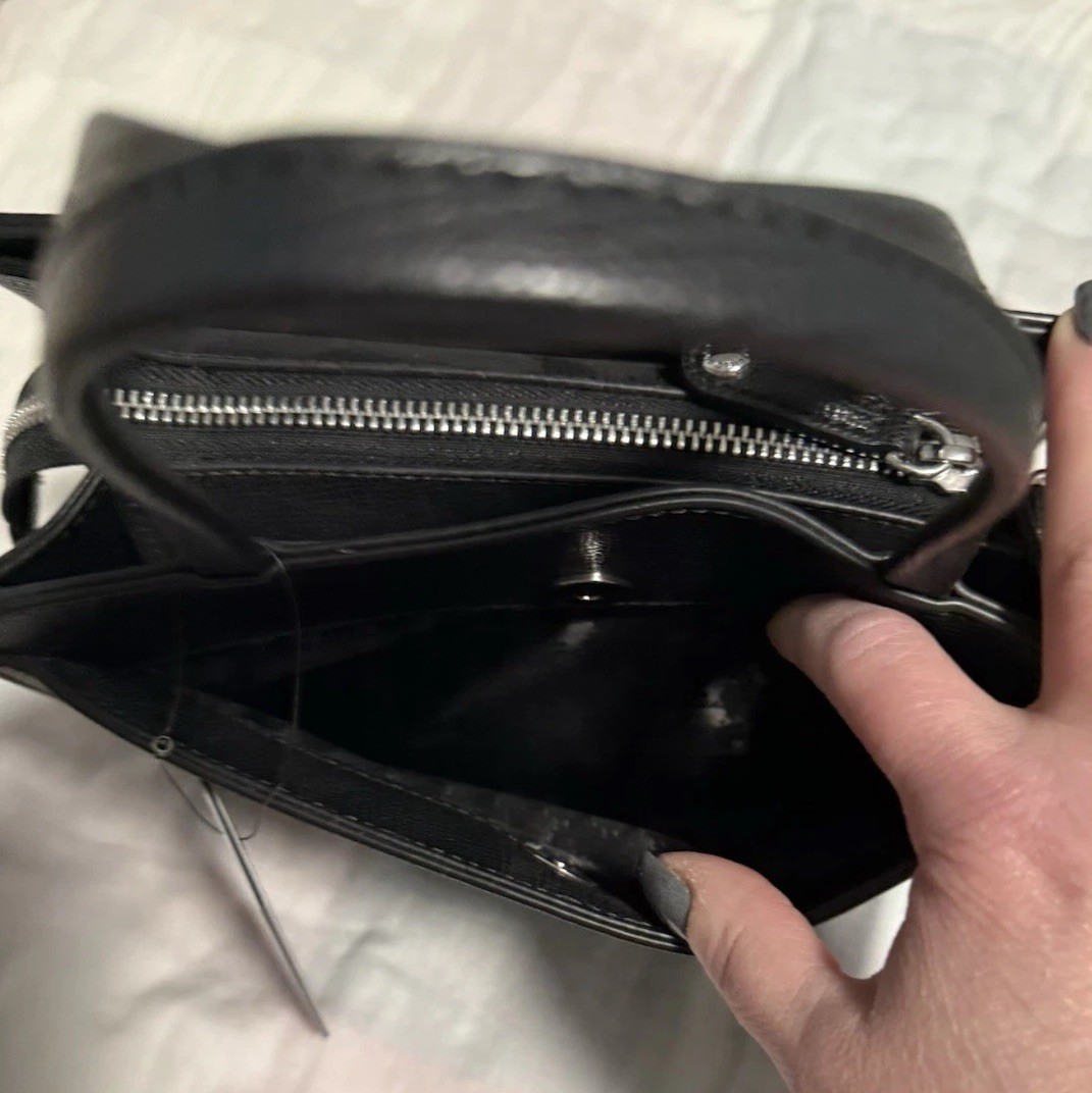 KARL LAGERFELD PARIS Maybelle Black Rhinestones Cat Crossbody Bag Satchel NWT