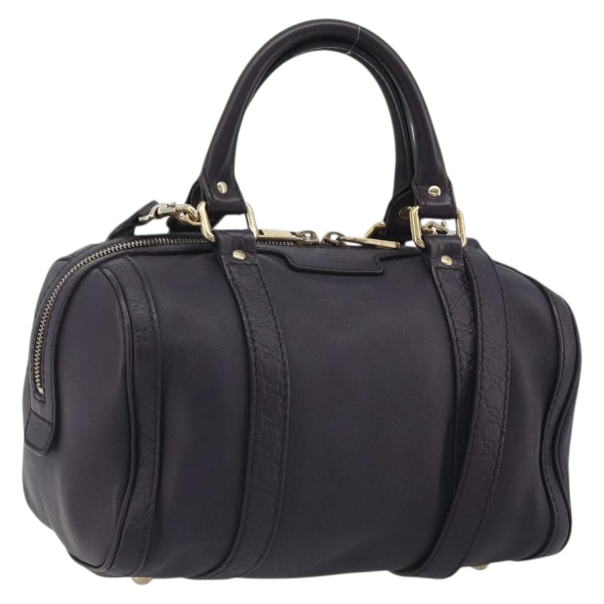 GUCCI GG Canvas Guccissima Boston Bag Leather Purple Gold 269876 Auth 190349A