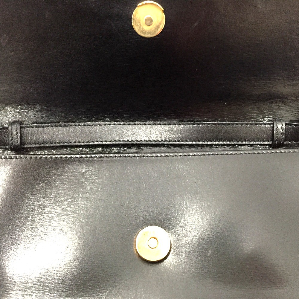 CELINE Circle Logo Leather Shoulder Bag, Old Vintage M13 black