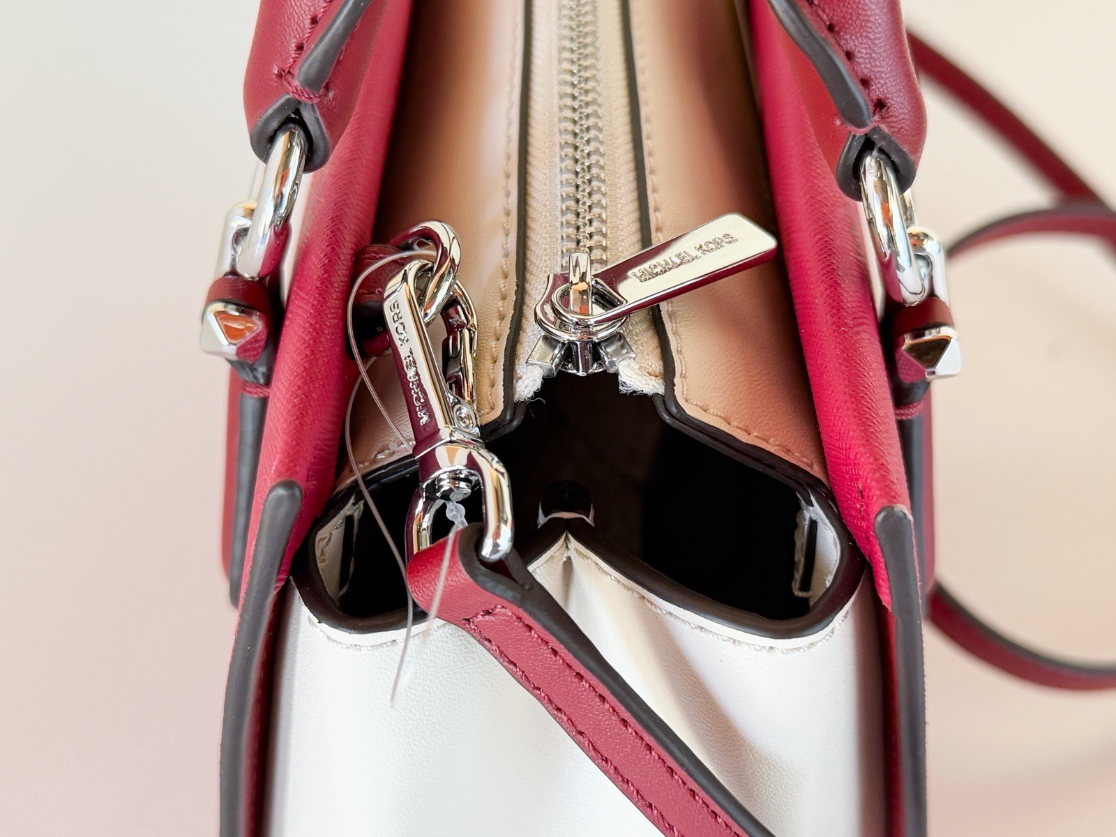 Michael Kors Marilyn Small Satchel Shoulder Bag Color-Block Dark Raspberry Multi
